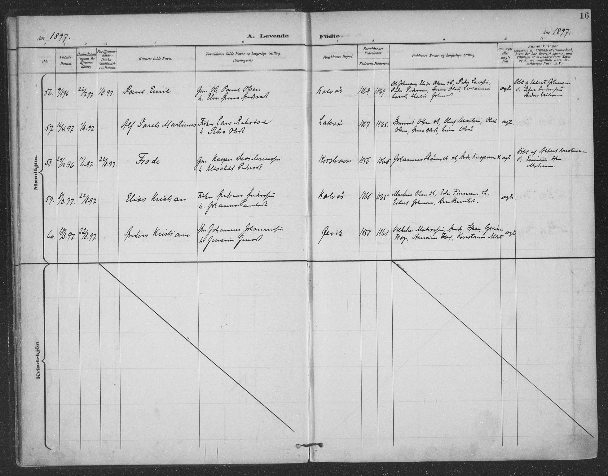 Ministerialprotokoller, klokkerbøker og fødselsregistre - Nordland, SAT/A-1459/863/L0899: Parish register (official) no. 863A11, 1897-1906, p. 16