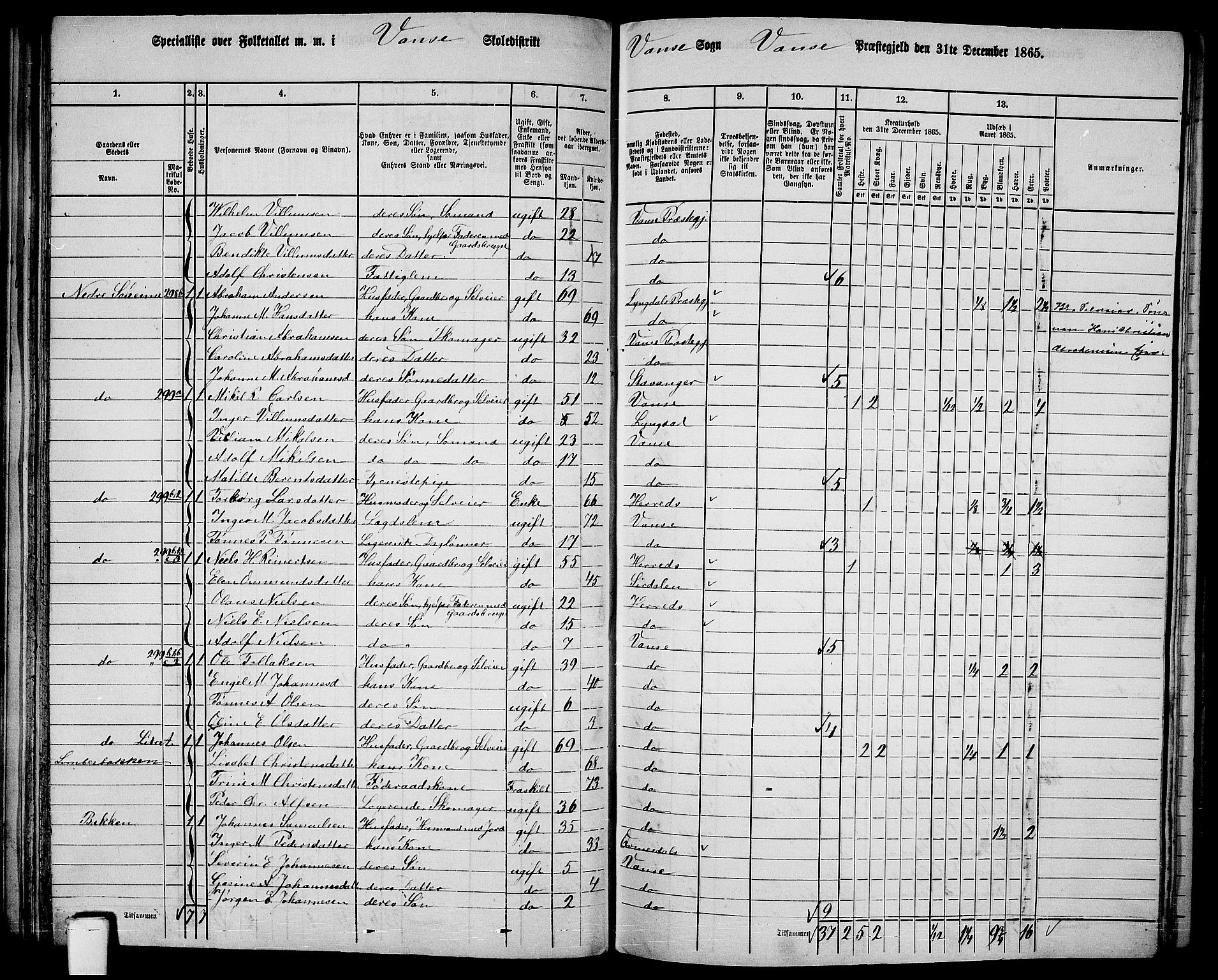 RA, 1865 census for Vanse/Vanse og Farsund, 1865, p. 81