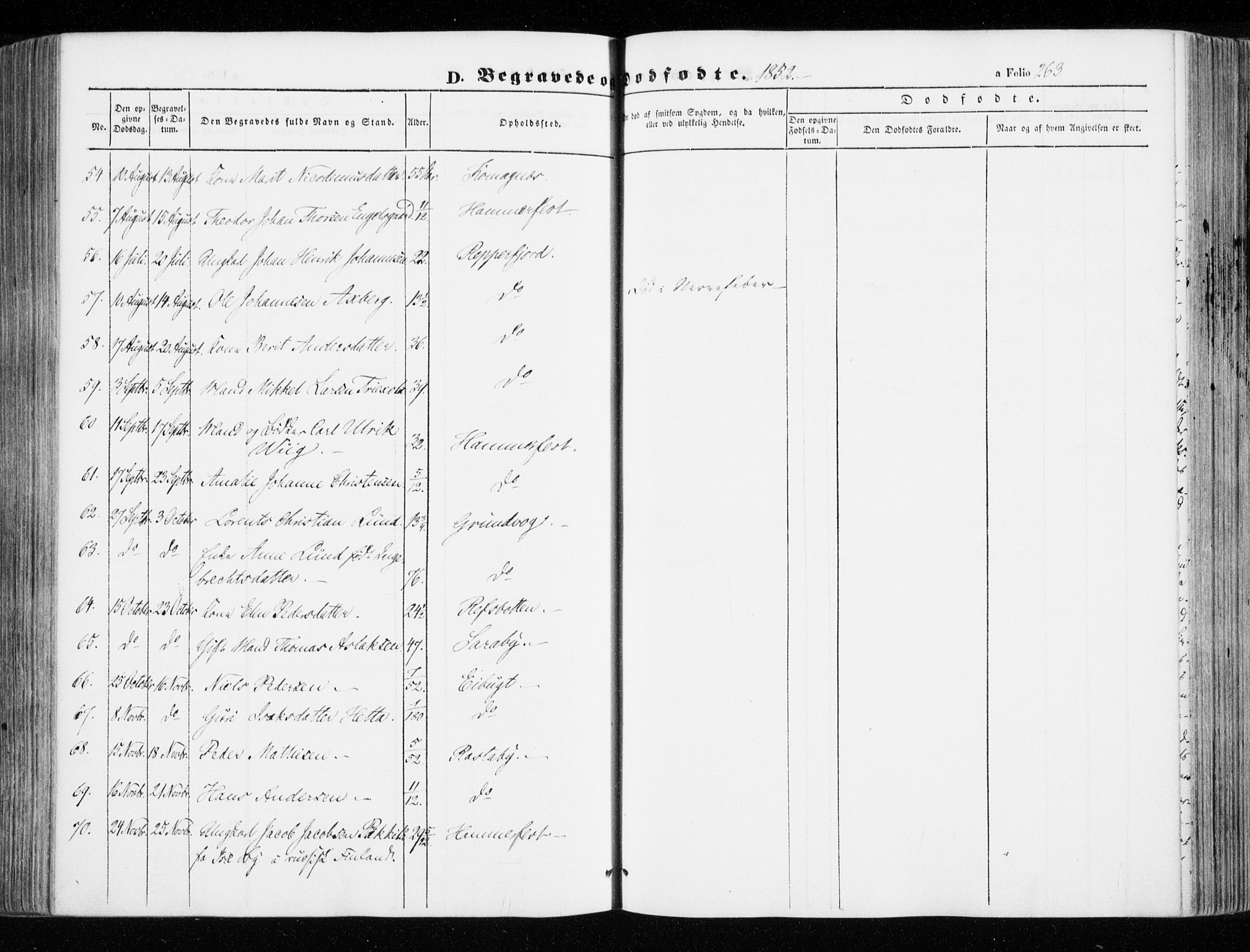 Hammerfest sokneprestkontor, AV/SATØ-S-1347/H/Ha/L0004.kirke: Parish register (official) no. 4, 1843-1856, p. 263