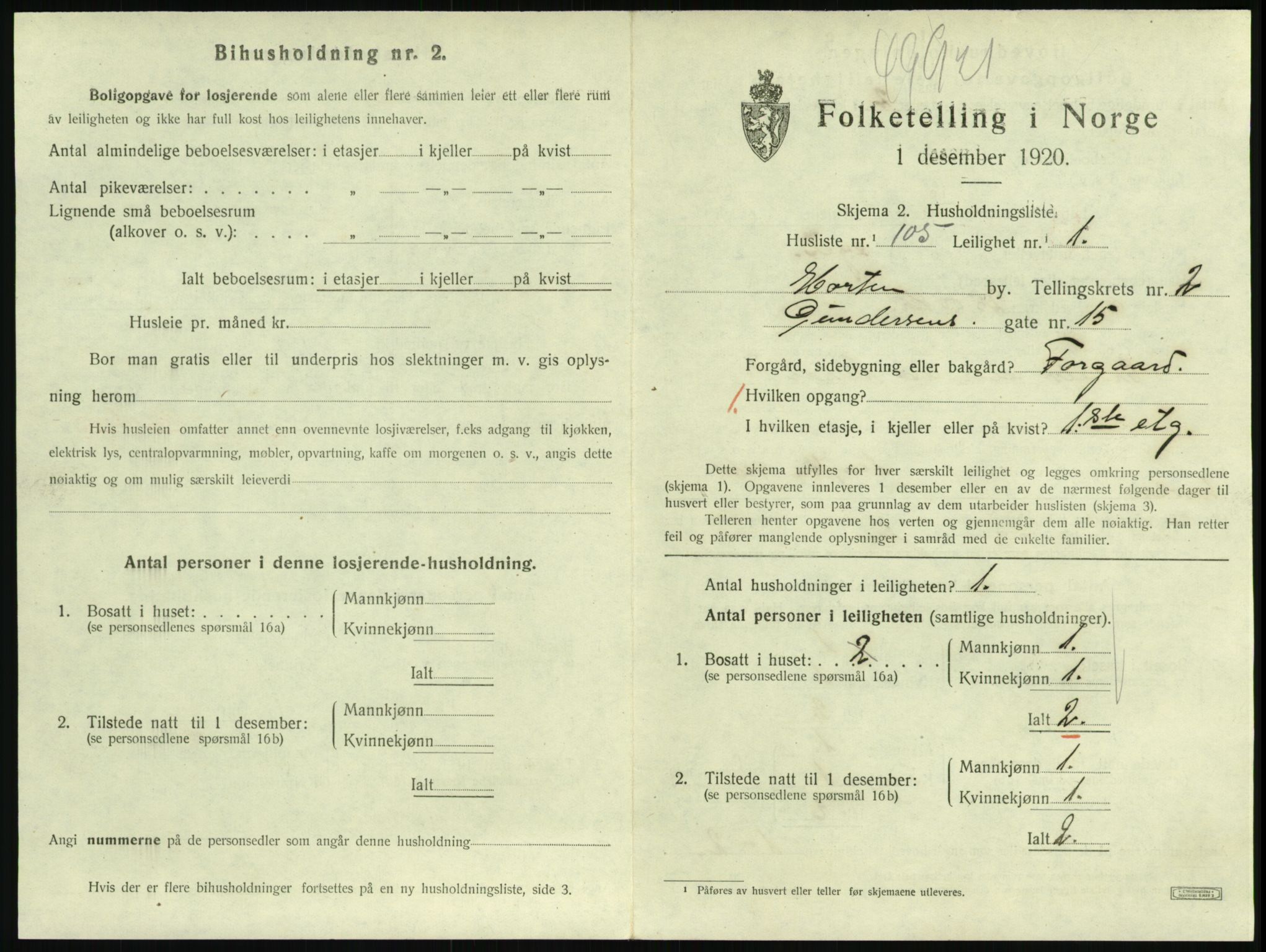 SAKO, 1920 census for Horten, 1920, p. 3727