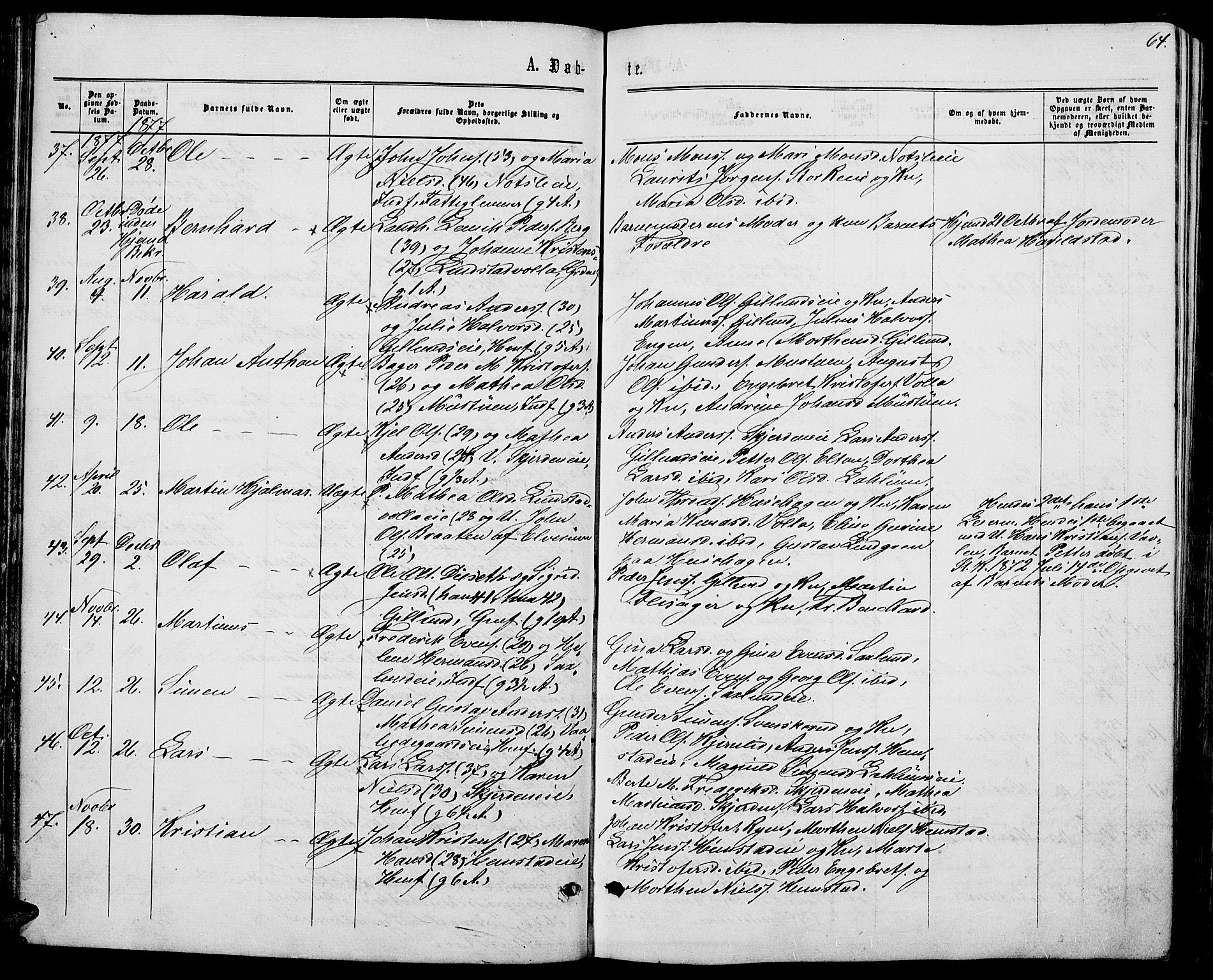 Stange prestekontor, AV/SAH-PREST-002/L/L0006: Parish register (copy) no. 6, 1864-1882, p. 64