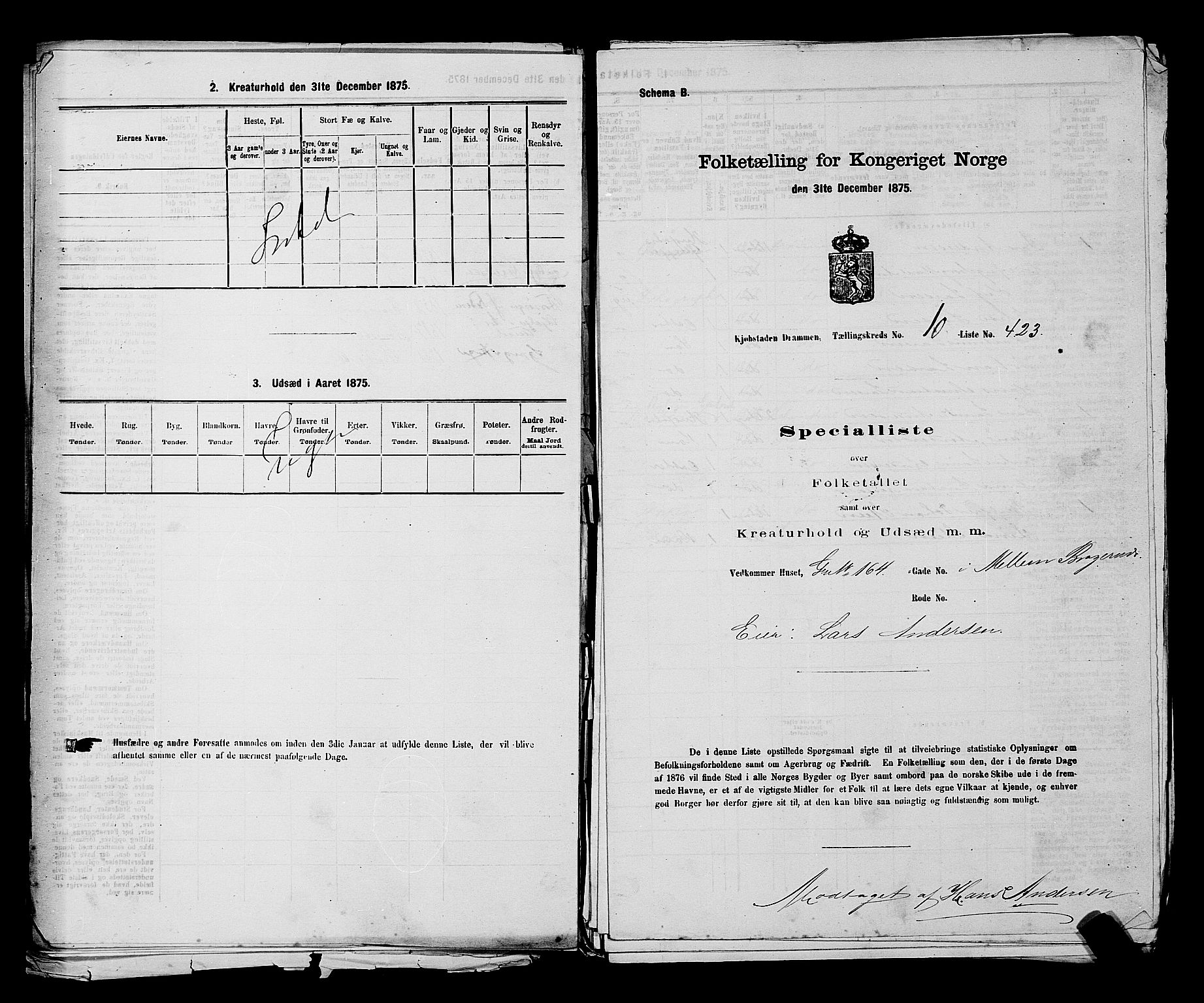 SAKO, 1875 census for 0602 Drammen, 1875, p. 968