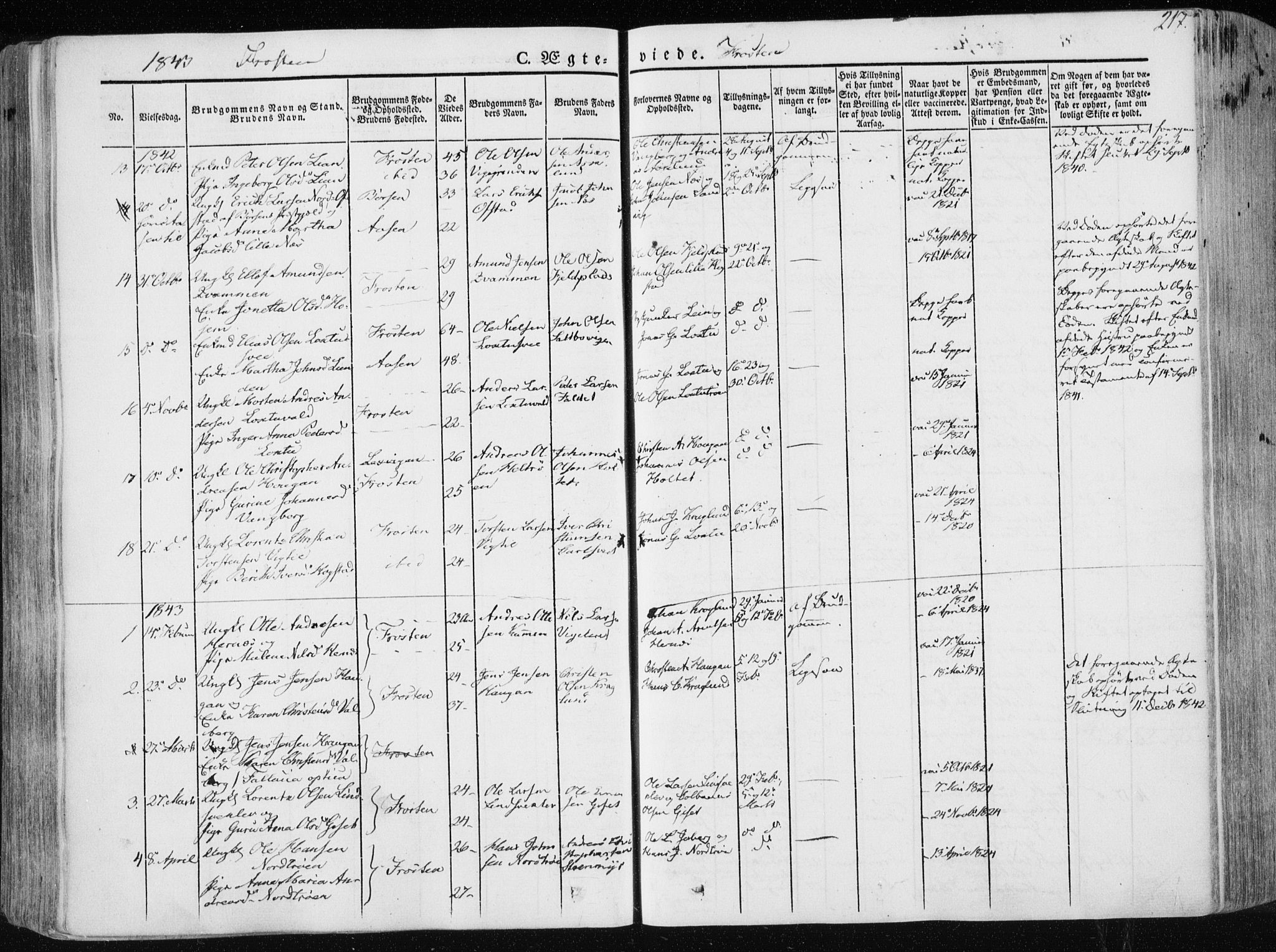 Ministerialprotokoller, klokkerbøker og fødselsregistre - Nord-Trøndelag, SAT/A-1458/713/L0115: Parish register (official) no. 713A06, 1838-1851, p. 217