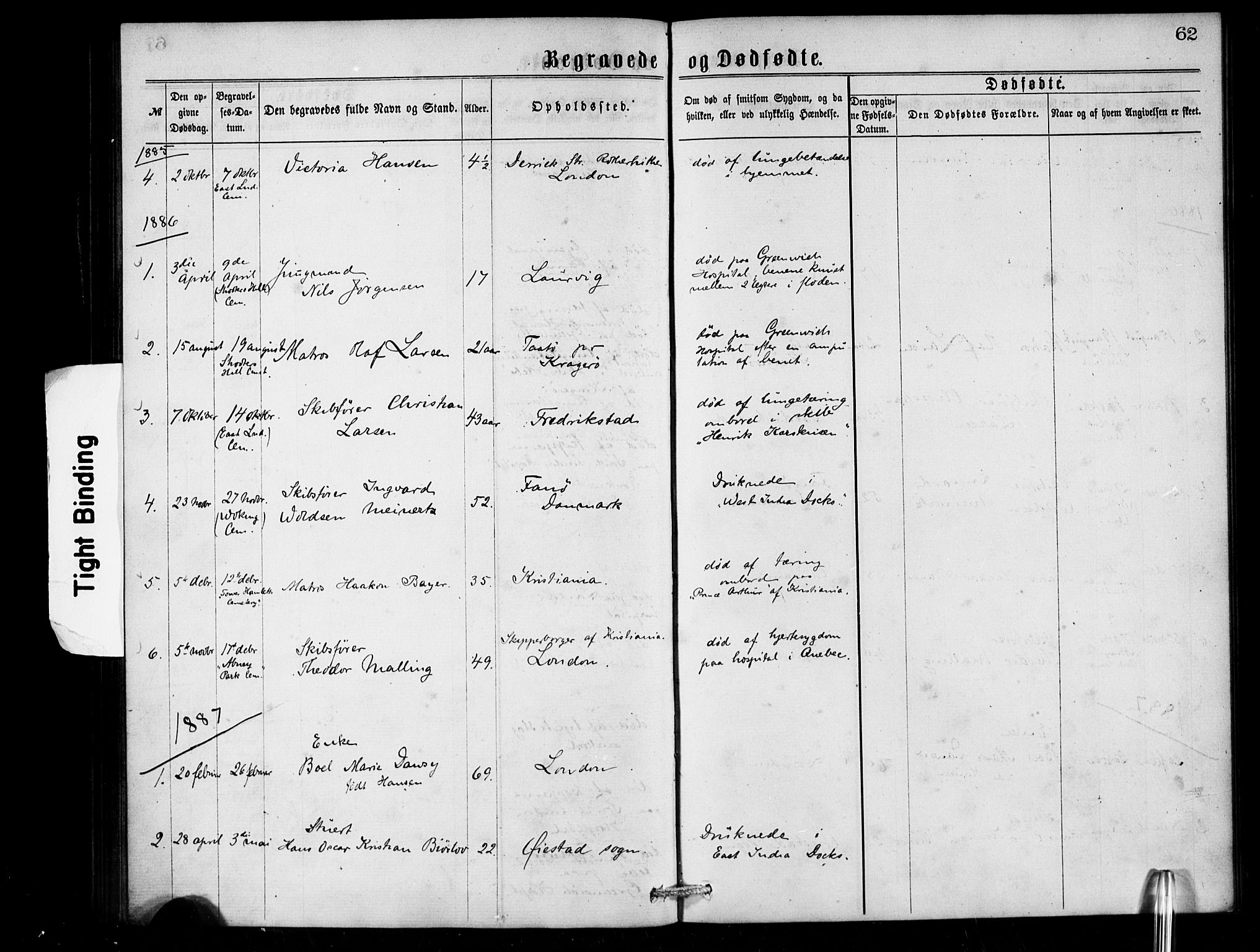  Den norske sjømannsmisjon i utlandet/London m/bistasjoner, SAB/SAB/PA-0103/H/Ha/L0001: Parish register (official) no. A 1, 1868-1887, p. 62