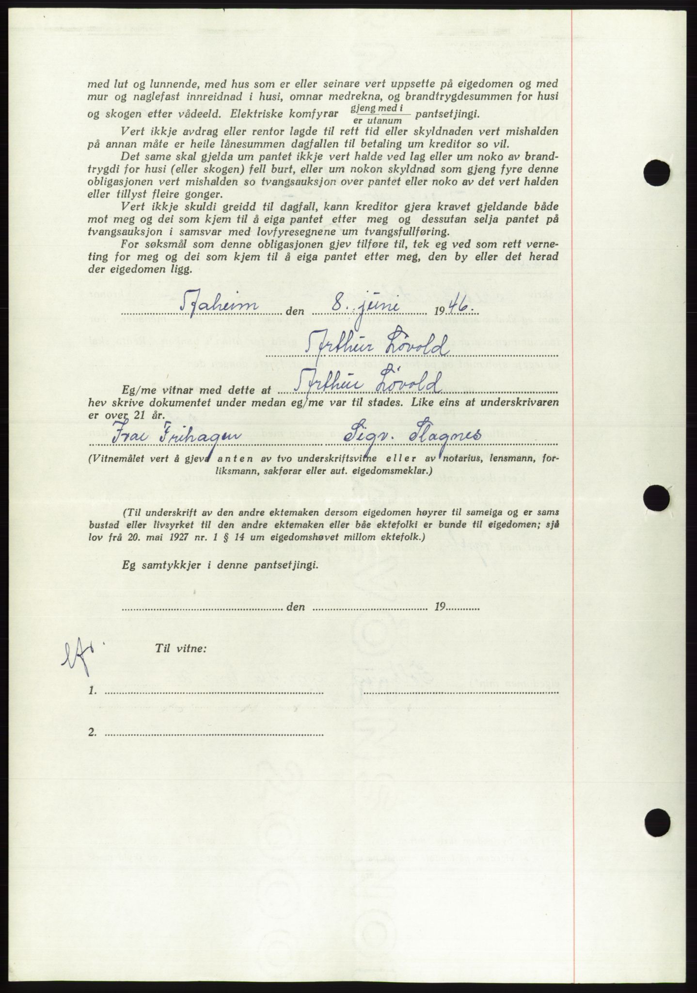 Søre Sunnmøre sorenskriveri, AV/SAT-A-4122/1/2/2C/L0114: Mortgage book no. 1-2B, 1943-1947, Diary no: : 613/1946