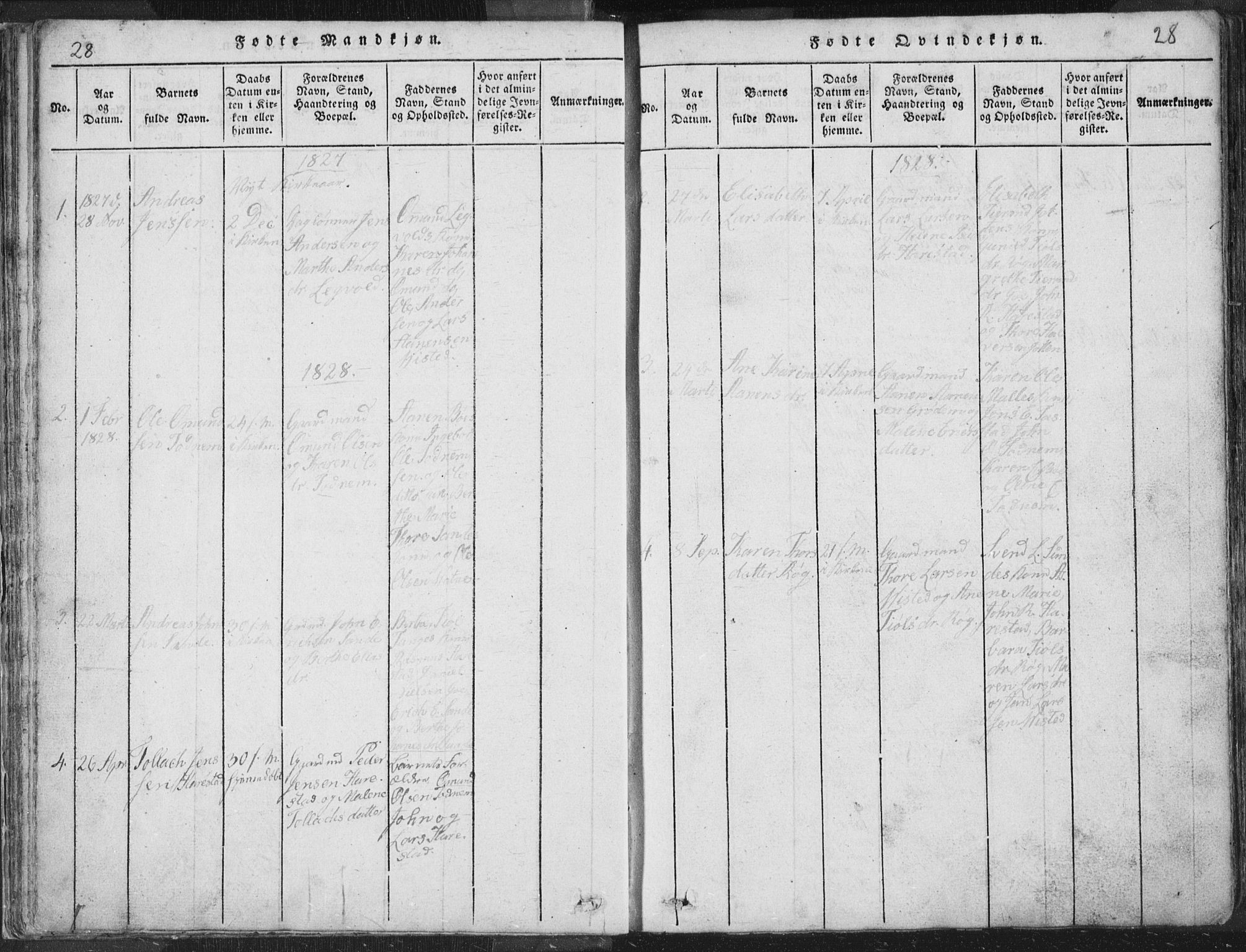 Hetland sokneprestkontor, SAST/A-101826/30/30BA/L0001: Parish register (official) no. A 1, 1816-1856, p. 28