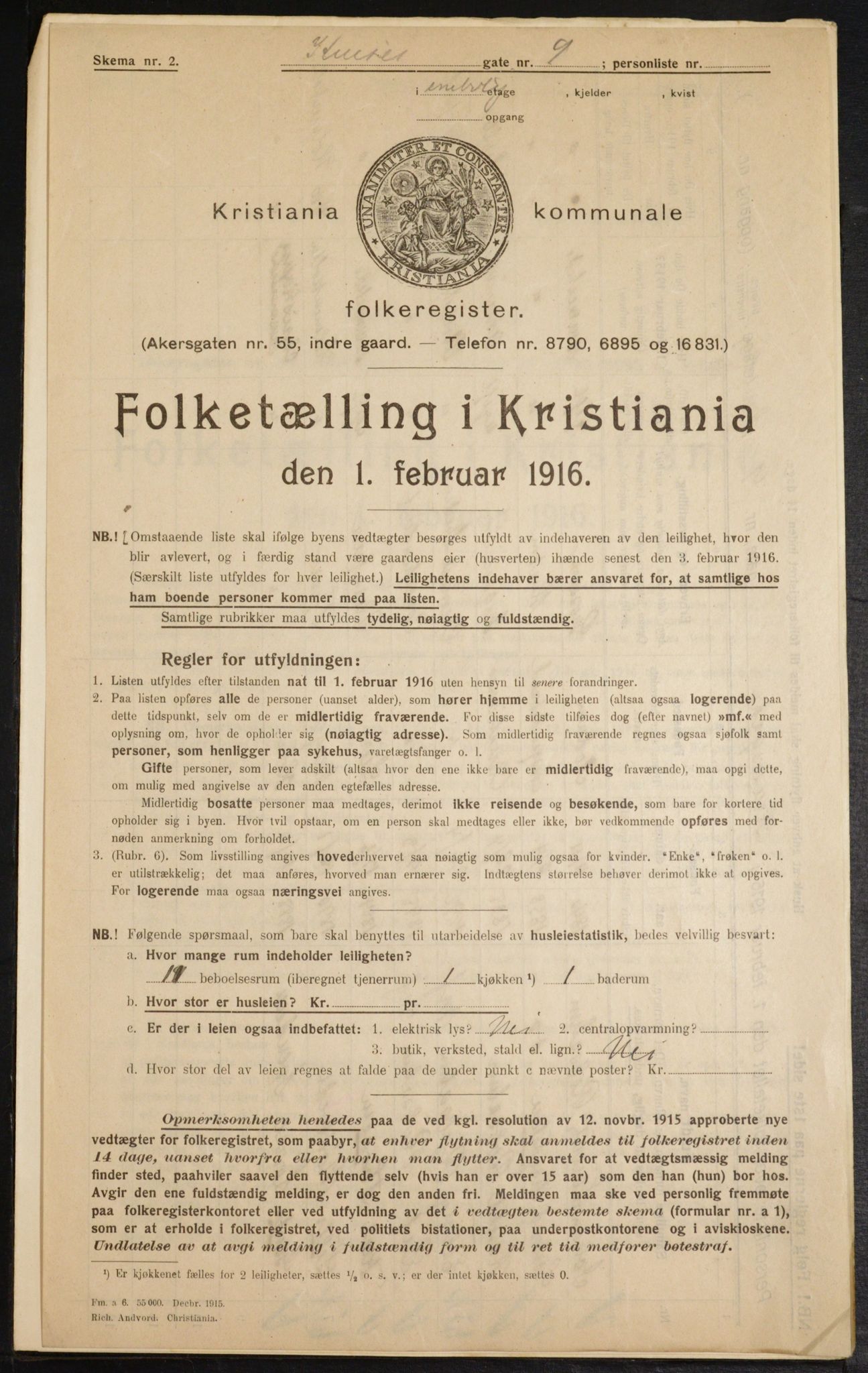 OBA, Municipal Census 1916 for Kristiania, 1916, p. 56167