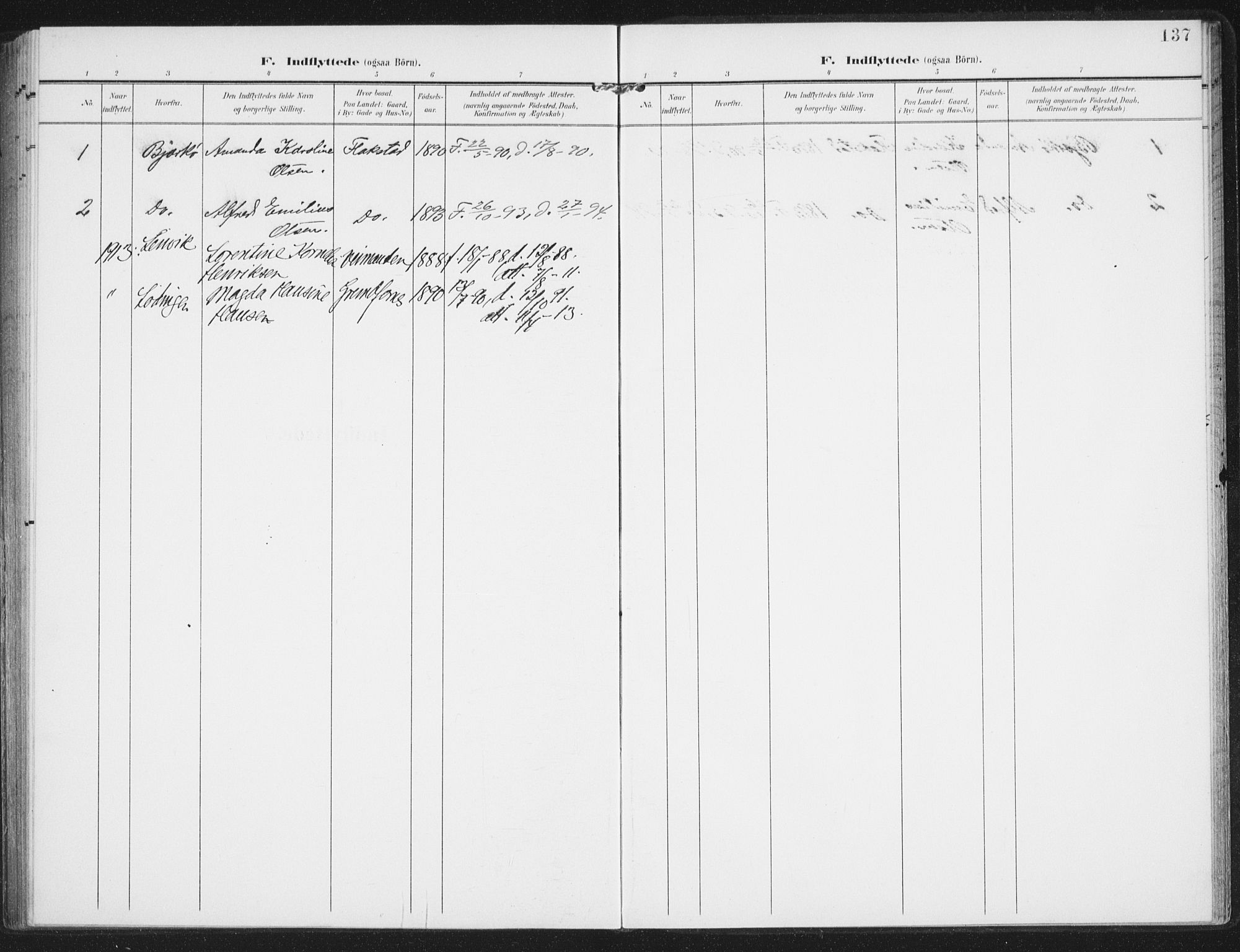 Berg sokneprestkontor, AV/SATØ-S-1318/G/Ga/Gaa/L0008kirke: Parish register (official) no. 8, 1904-1916, p. 137