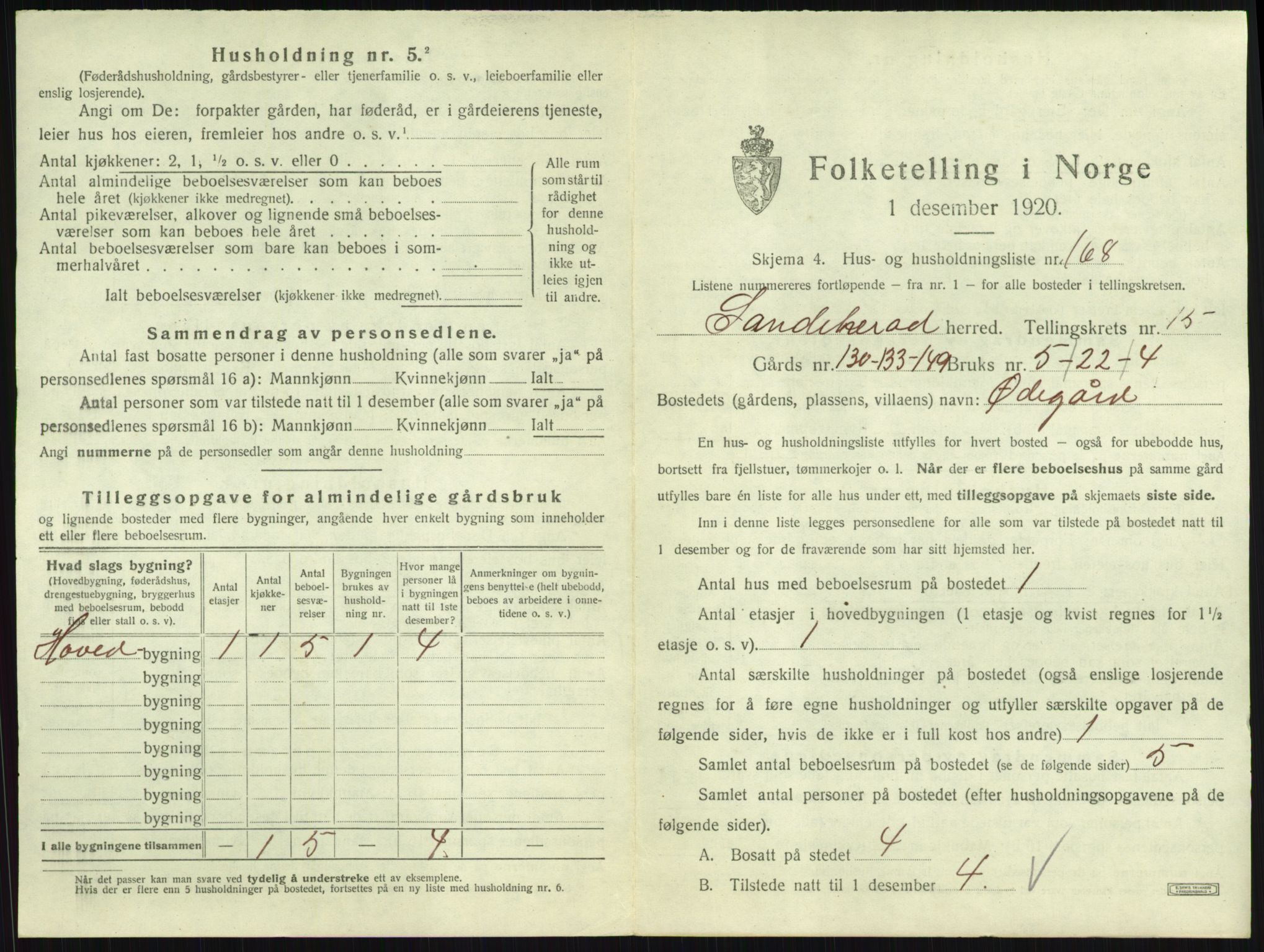 SAKO, 1920 census for Sandeherred, 1920, p. 3569