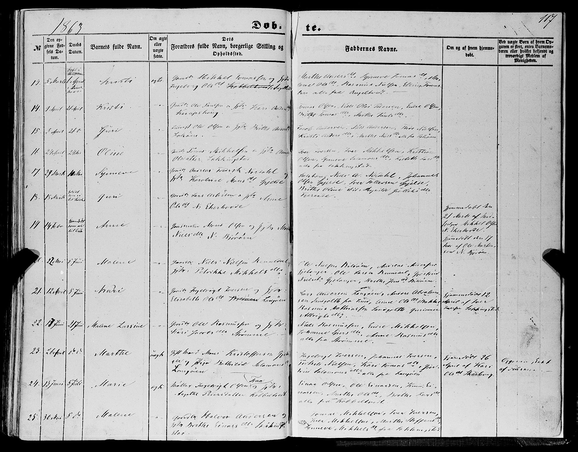 Fjell sokneprestembete, SAB/A-75301/H/Haa: Parish register (official) no. A 2, 1847-1864, p. 117