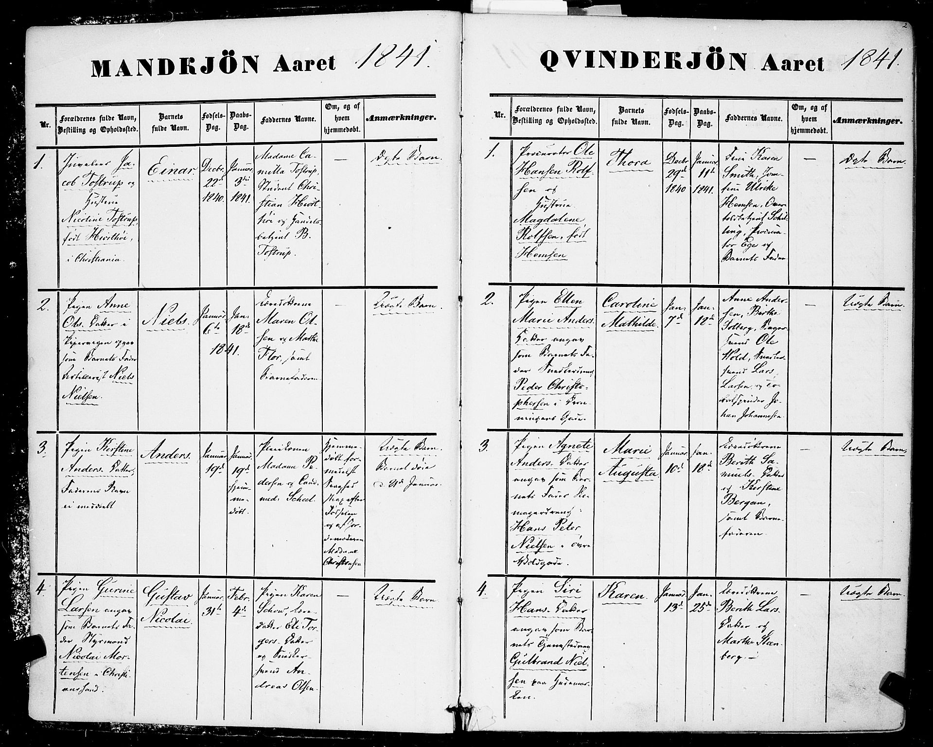 Rikshospitalet prestekontor Kirkebøker, SAO/A-10309b/F/L0003: Parish register (official) no. 3, 1841-1853, p. 2