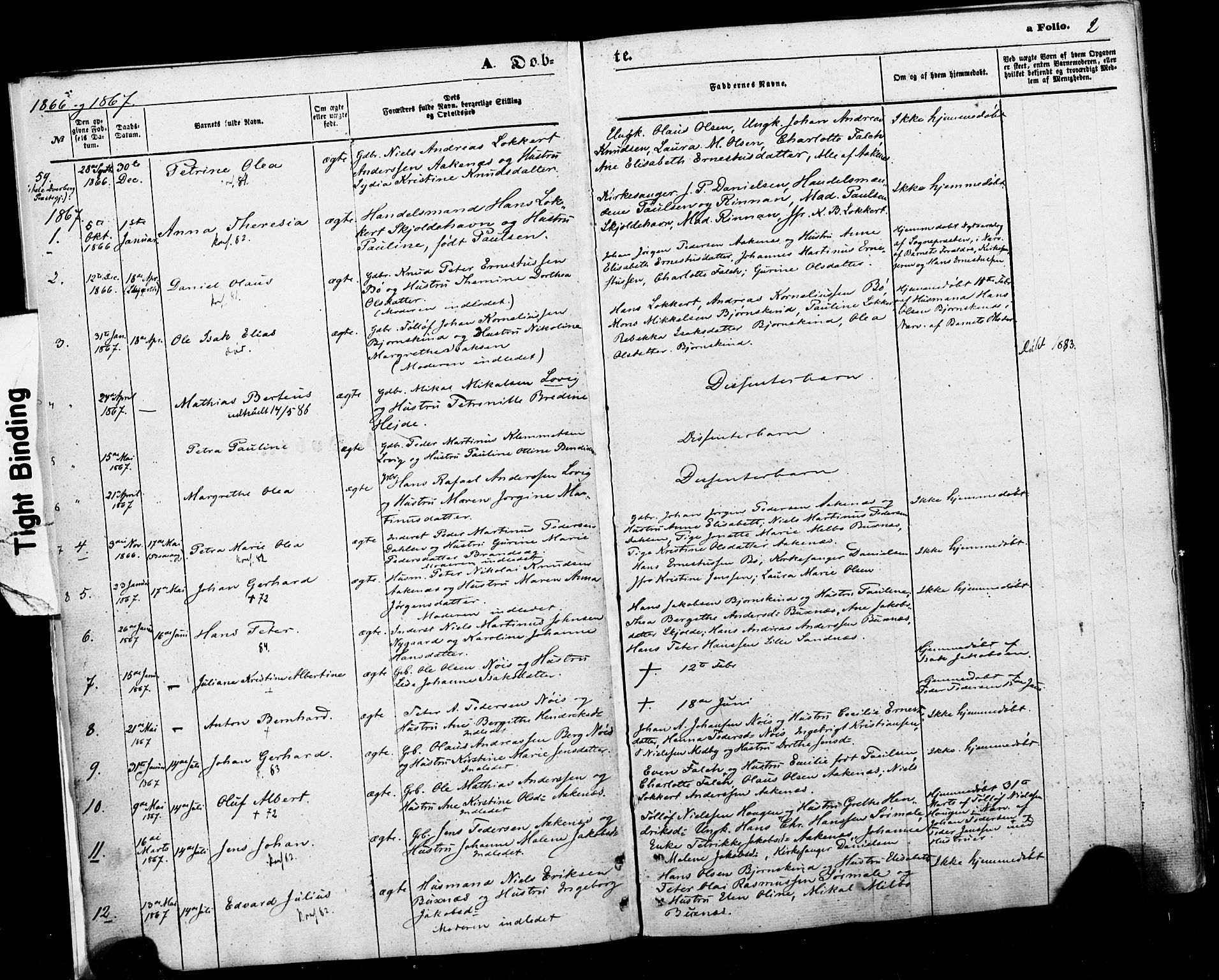 Ministerialprotokoller, klokkerbøker og fødselsregistre - Nordland, AV/SAT-A-1459/898/L1421: Parish register (official) no. 898A01, 1866-1886, p. 2