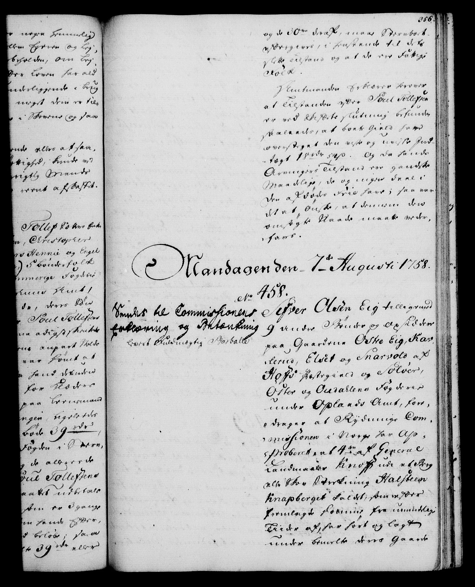 Rentekammeret, Kammerkanselliet, AV/RA-EA-3111/G/Gh/Gha/L0034: Norsk ekstraktmemorialprotokoll (merket RK 53.79), 1756-1759, p. 356