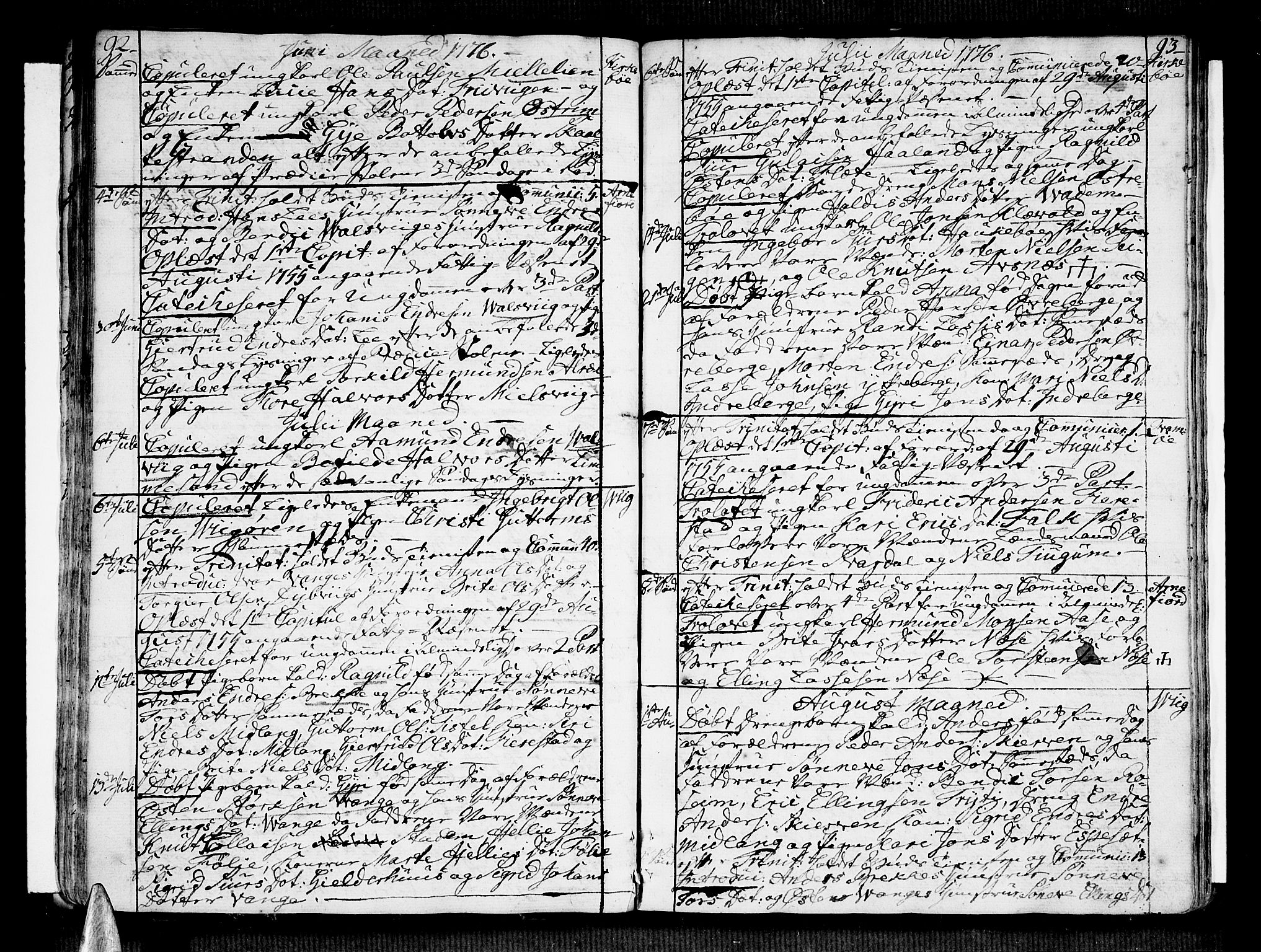 Vik sokneprestembete, AV/SAB-A-81501/H/Haa/Haaa/L0004: Parish register (official) no. A 4, 1772-1783, p. 92-93