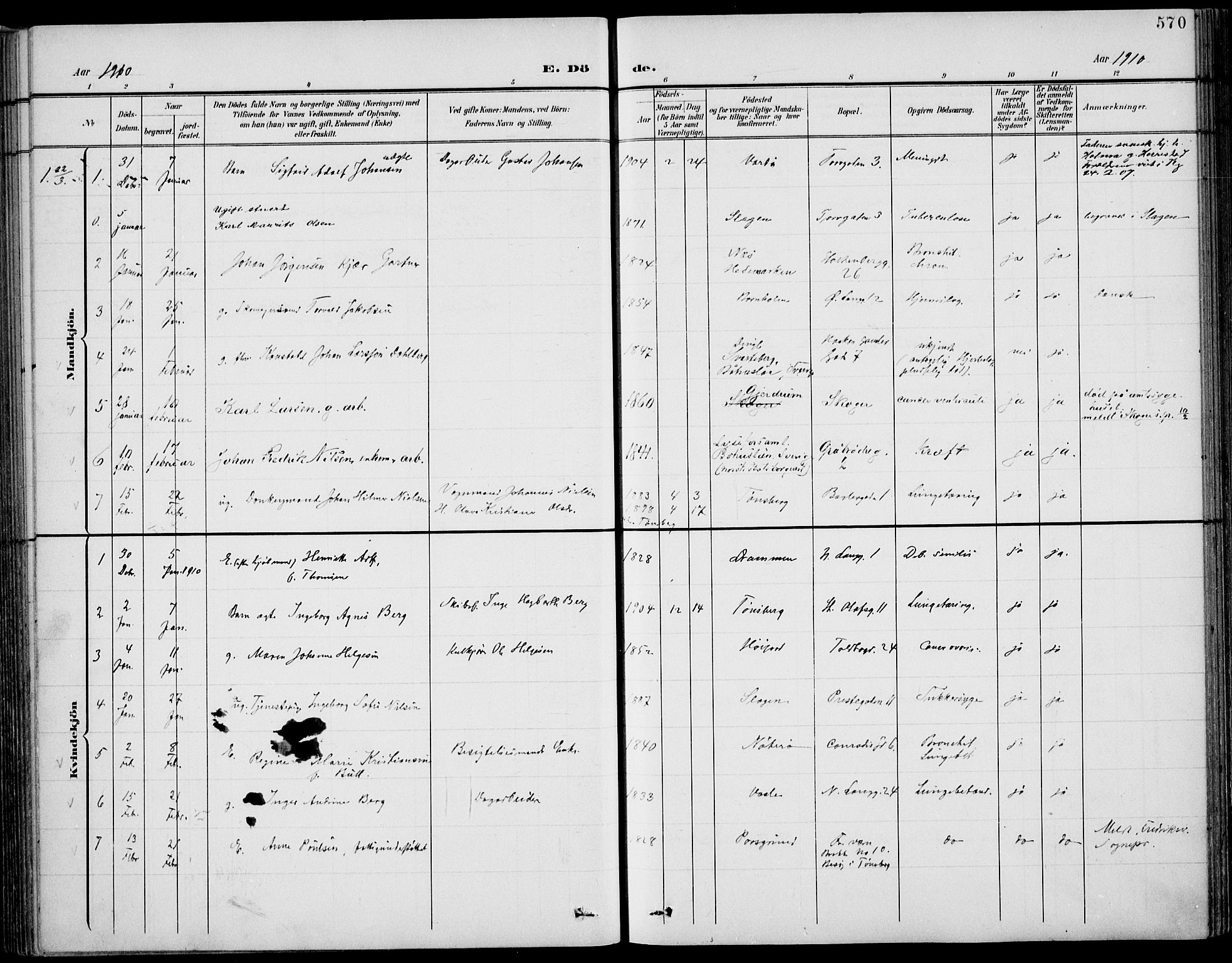 Tønsberg kirkebøker, AV/SAKO-A-330/F/Fa/L0013: Parish register (official) no. I 13, 1900-1913, p. 570