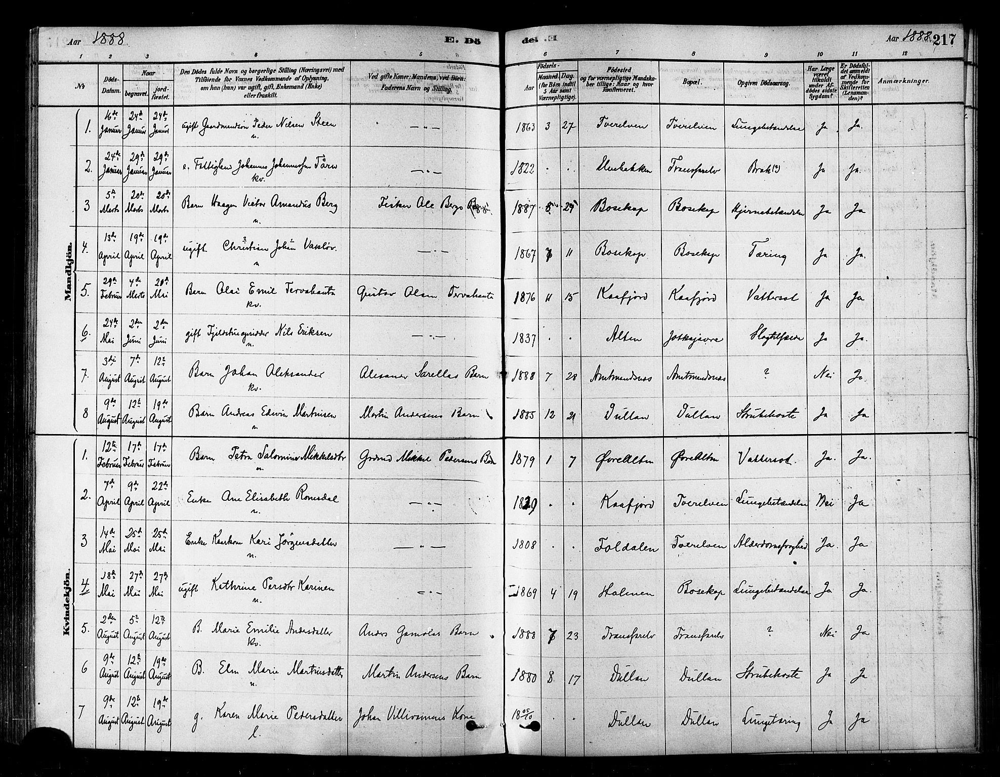Alta sokneprestkontor, SATØ/S-1338/H/Ha/L0002.kirke: Parish register (official) no. 2, 1879-1892, p. 217