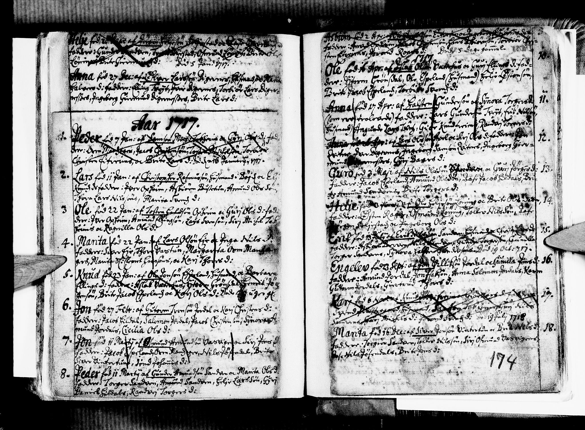 Ullensvang sokneprestembete, SAB/A-78701/H/Haa: Parish register (official) no. A 1 /3, 1676-1719, p. 174