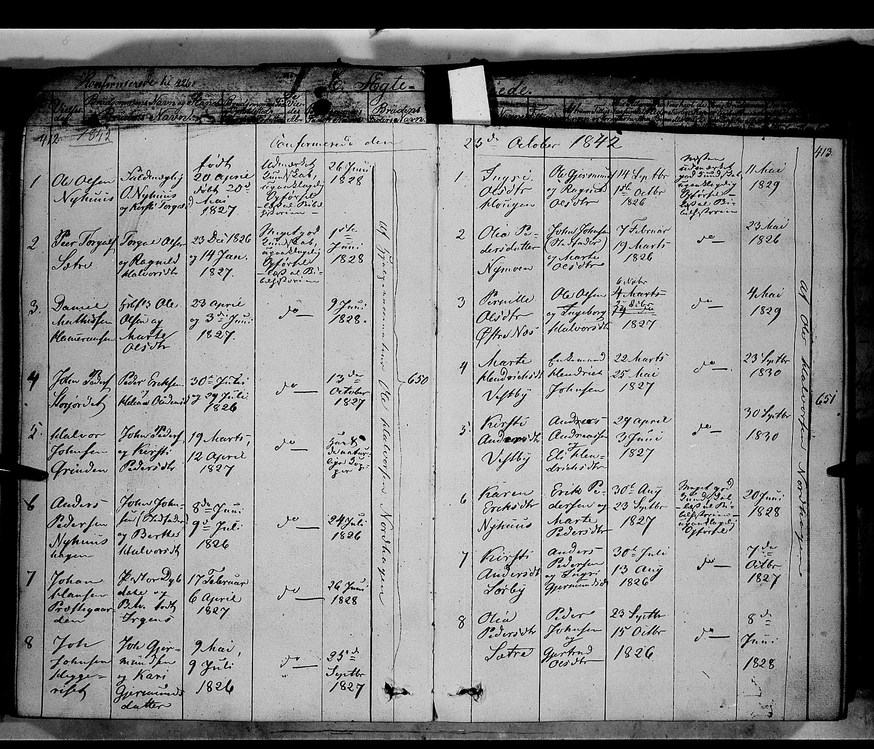 Trysil prestekontor, AV/SAH-PREST-046/H/Ha/Haa/L0004: Parish register (official) no. 4 /1, 1842-1850, p. 412-413