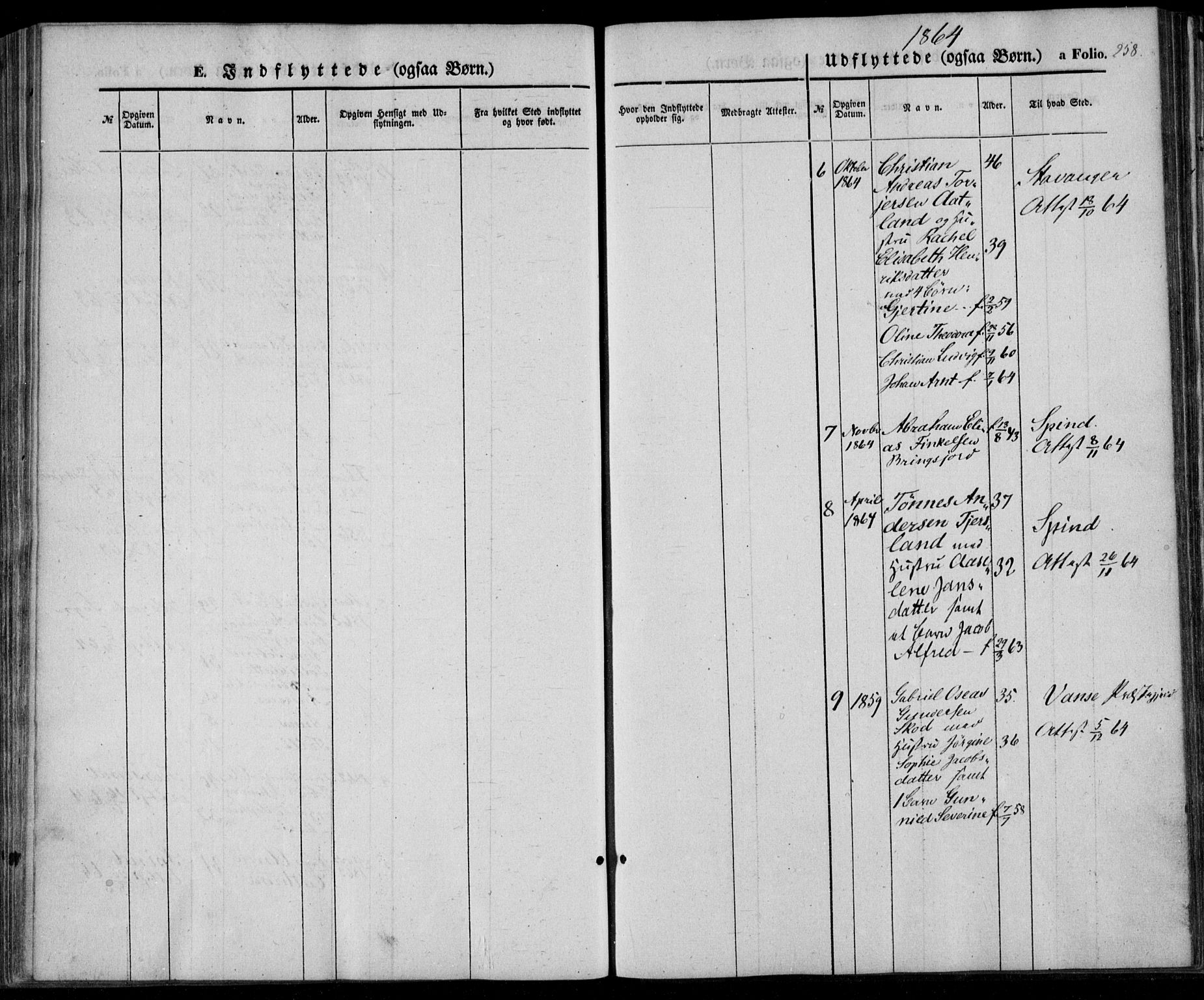 Lyngdal sokneprestkontor, AV/SAK-1111-0029/F/Fa/Fac/L0009: Parish register (official) no. A 9, 1852-1864, p. 258