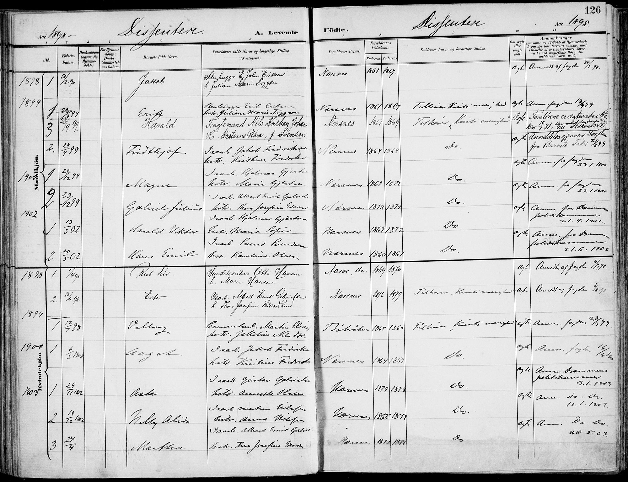 Røyken kirkebøker, AV/SAKO-A-241/F/Fa/L0009: Parish register (official) no. 9, 1898-1911, p. 126