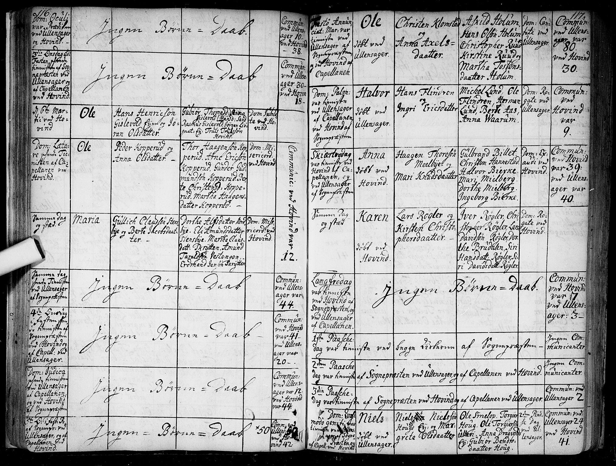 Ullensaker prestekontor Kirkebøker, SAO/A-10236a/F/Fa/L0005: Parish register (official) no. I 5, 1733-1762, p. 116-117