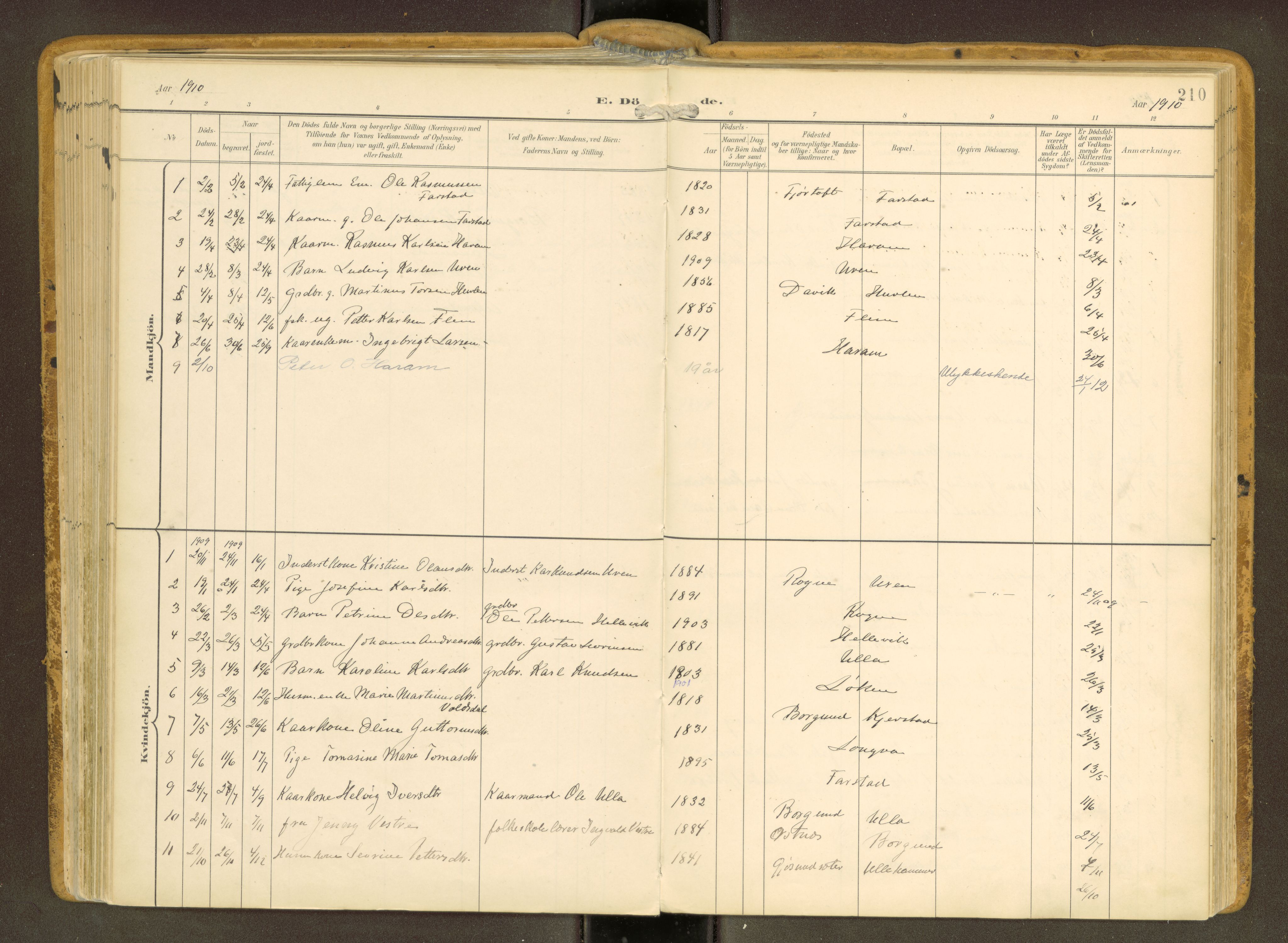 Ministerialprotokoller, klokkerbøker og fødselsregistre - Møre og Romsdal, SAT/A-1454/536/L0517: Parish register (official) no. 536A--, 1897-1917, p. 210