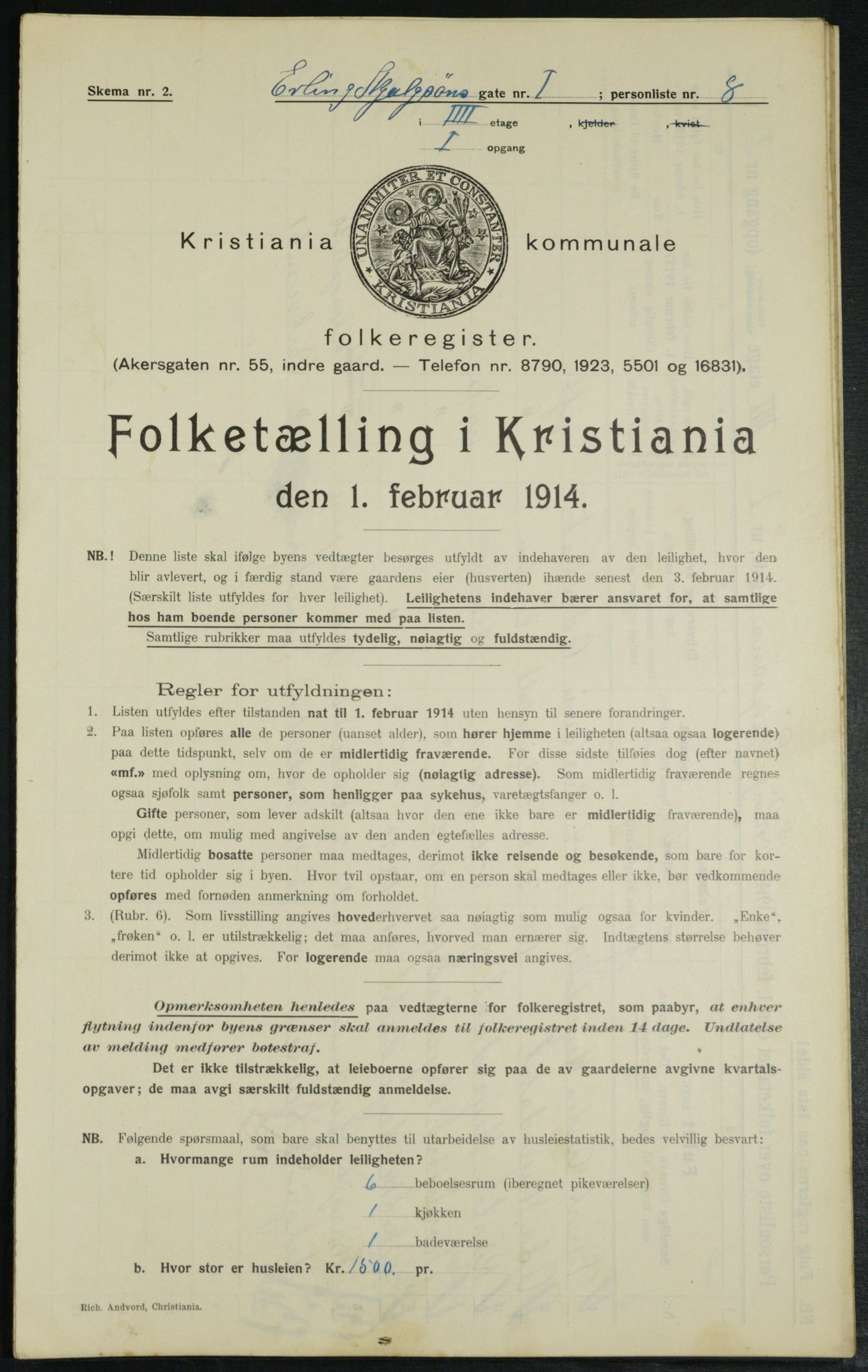 OBA, Municipal Census 1914 for Kristiania, 1914, p. 22179