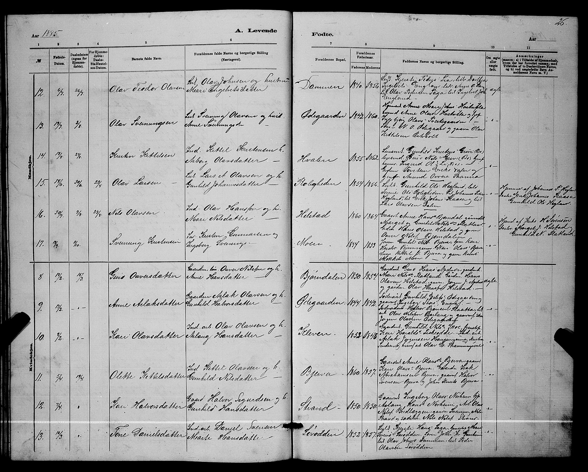 Lunde kirkebøker, SAKO/A-282/G/Ga/L0001b: Parish register (copy) no. I 1, 1879-1887, p. 26