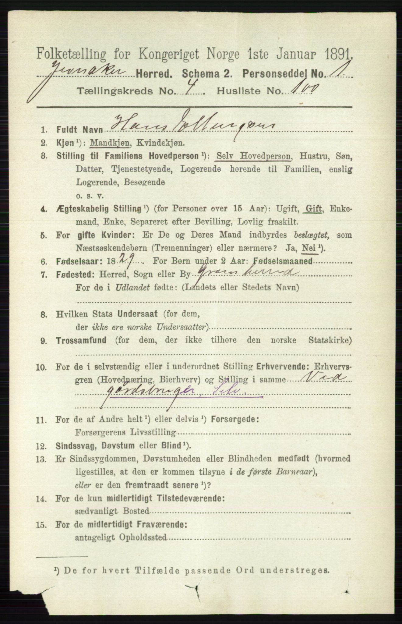 RA, 1891 census for 0532 Jevnaker, 1891, p. 2319