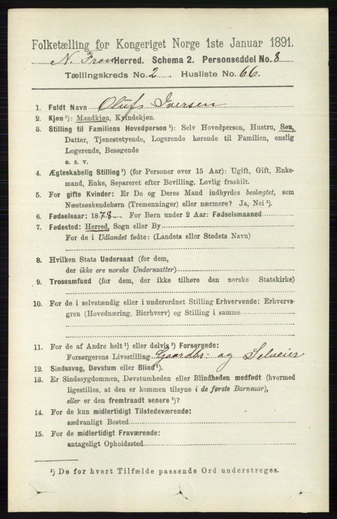 RA, 1891 census for 0518 Nord-Fron, 1891, p. 746