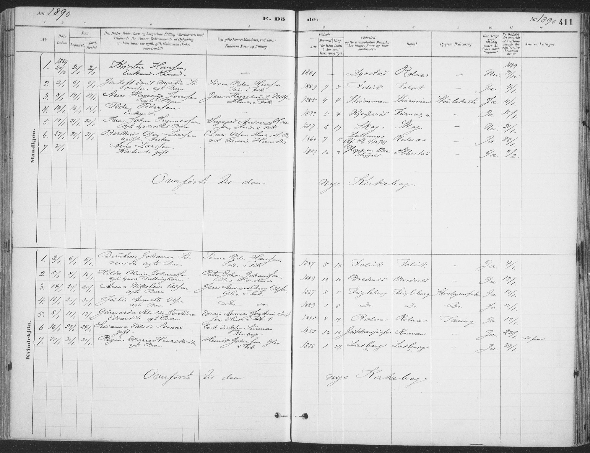 Ibestad sokneprestembete, SATØ/S-0077/H/Ha/Haa/L0011kirke: Parish register (official) no. 11, 1880-1889, p. 411