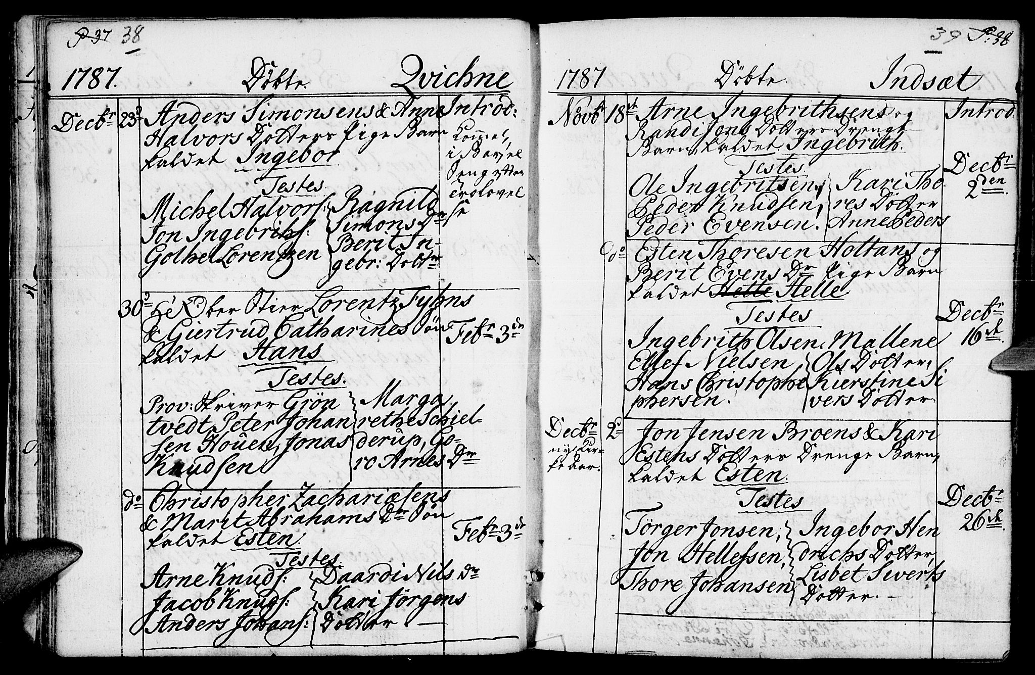 Kvikne prestekontor, SAH/PREST-064/H/Ha/Haa/L0003: Parish register (official) no. 3, 1785-1814, p. 38-39