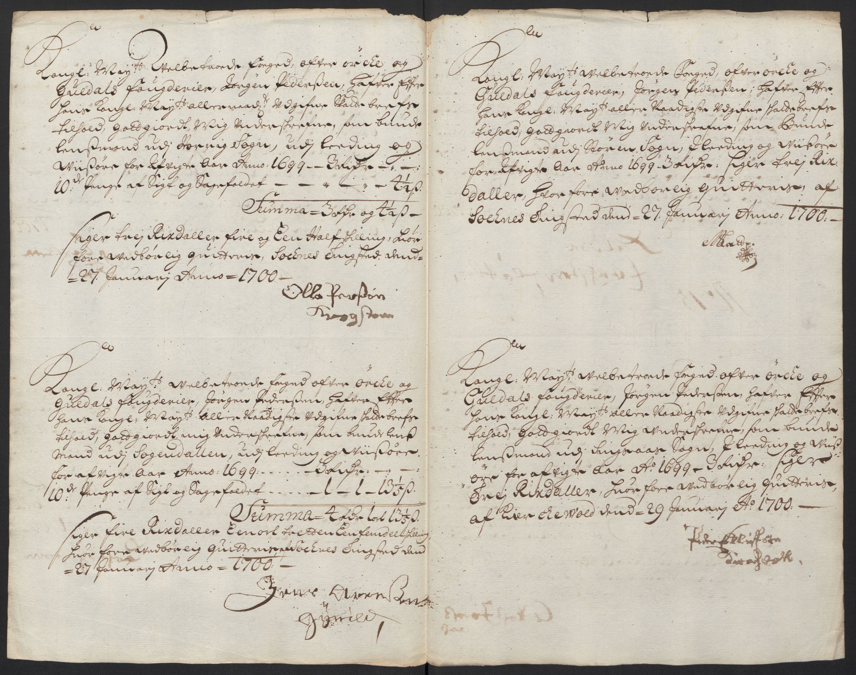 Rentekammeret inntil 1814, Reviderte regnskaper, Fogderegnskap, AV/RA-EA-4092/R60/L3949: Fogderegnskap Orkdal og Gauldal, 1699, p. 360