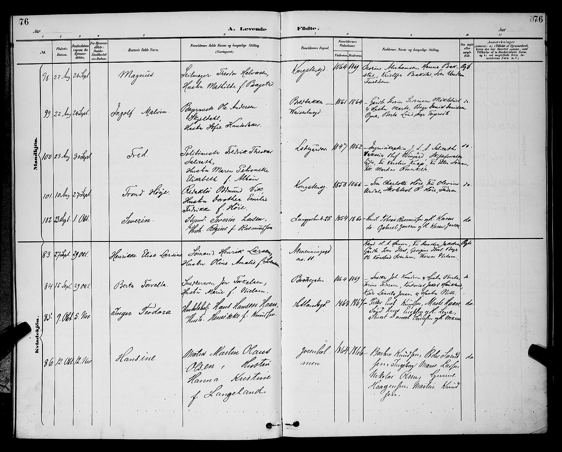 St. Petri sokneprestkontor, AV/SAST-A-101813/001/30/30BB/L0006: Parish register (copy) no. B 6, 1890-1897, p. 76