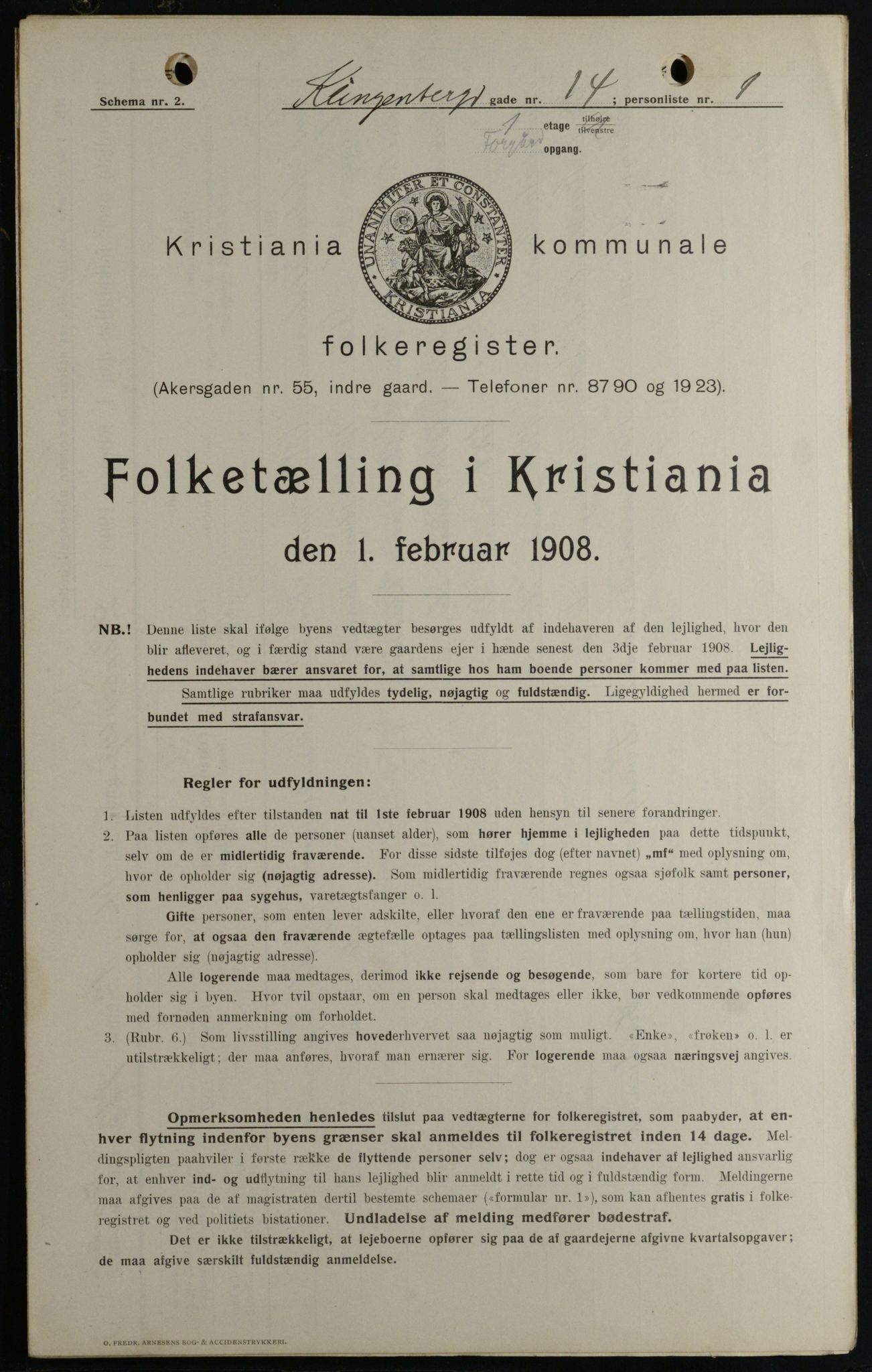 OBA, Municipal Census 1908 for Kristiania, 1908, p. 46399