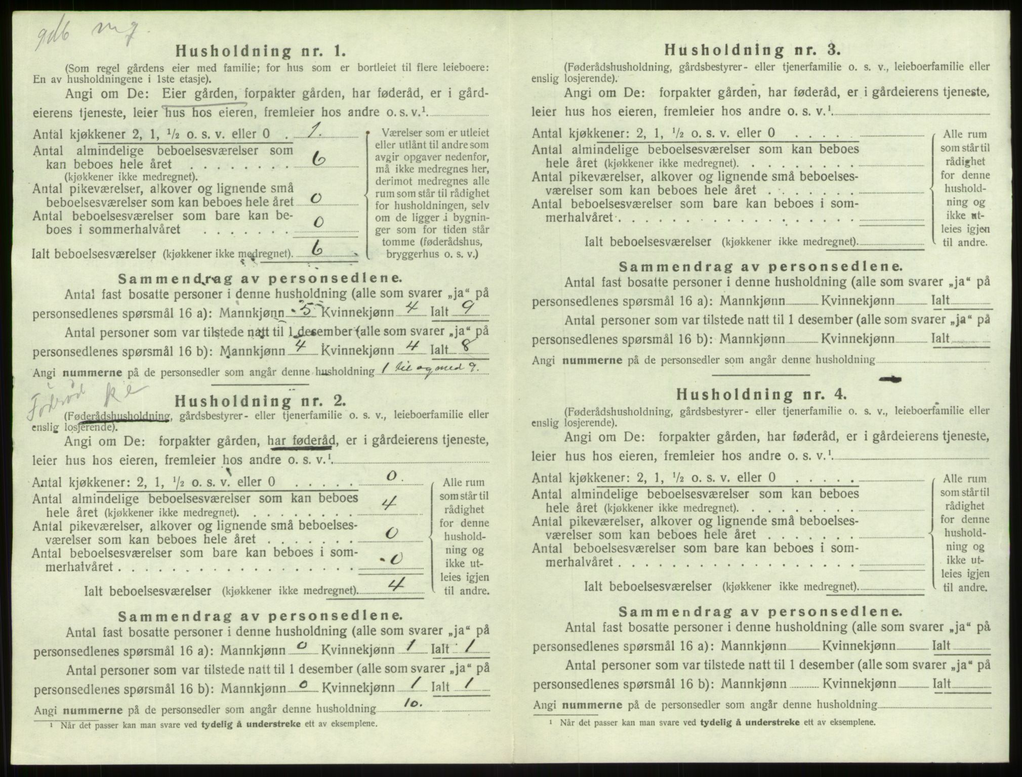 SAB, 1920 census for Årdal, 1920, p. 98