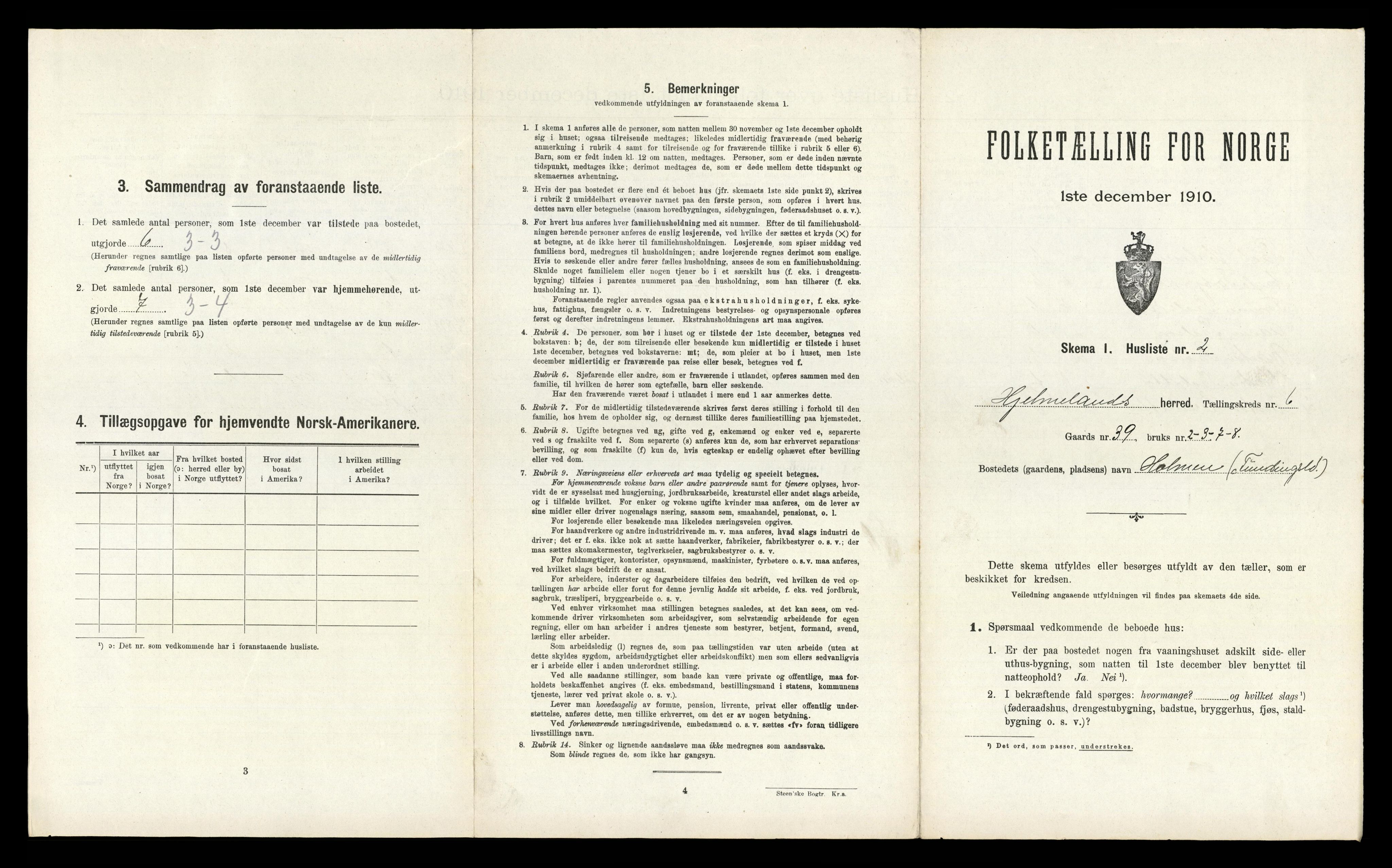 RA, 1910 census for Hjelmeland, 1910, p. 346