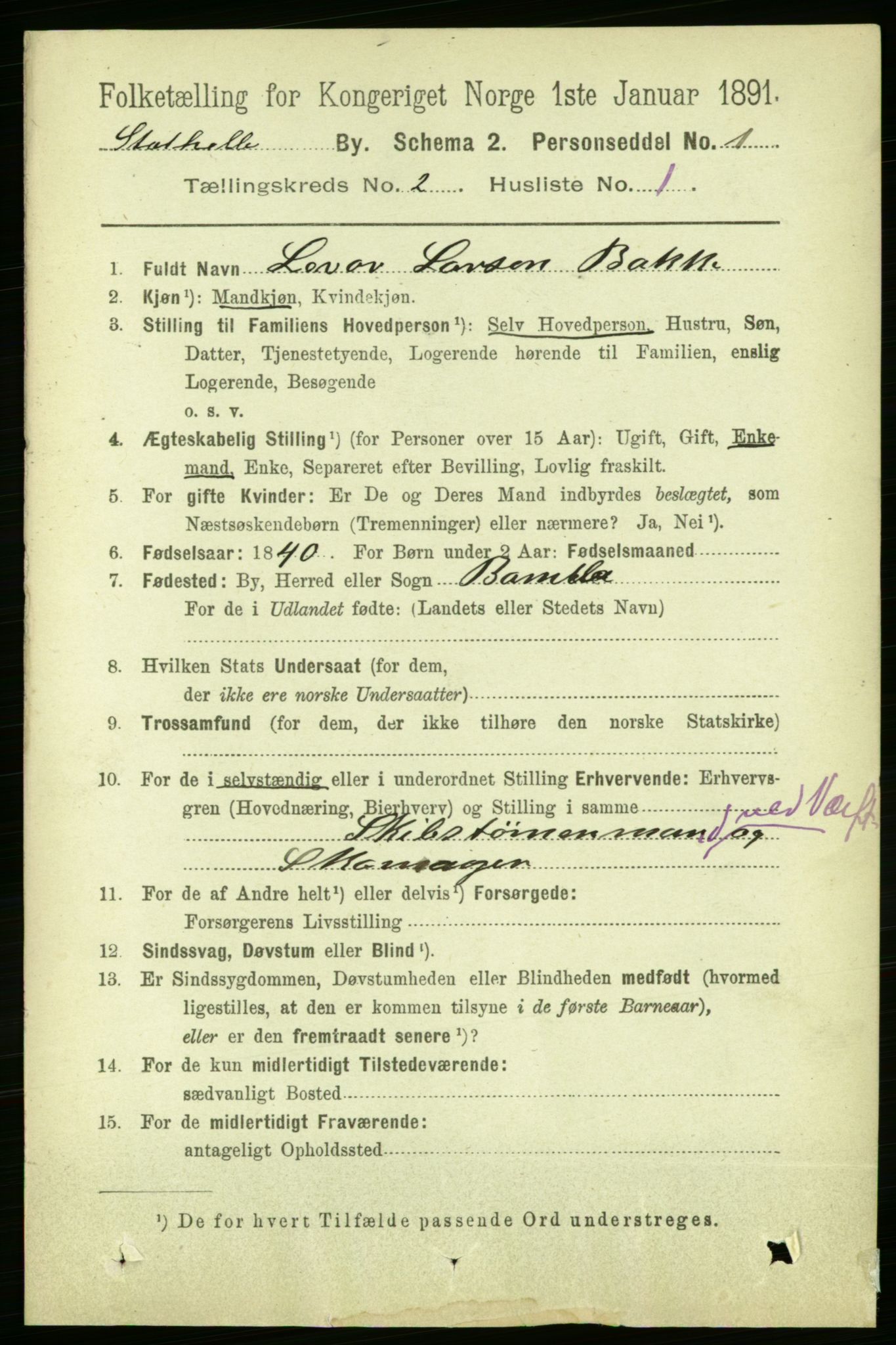 RA, 1891 census for 0803 Stathelle, 1891, p. 224