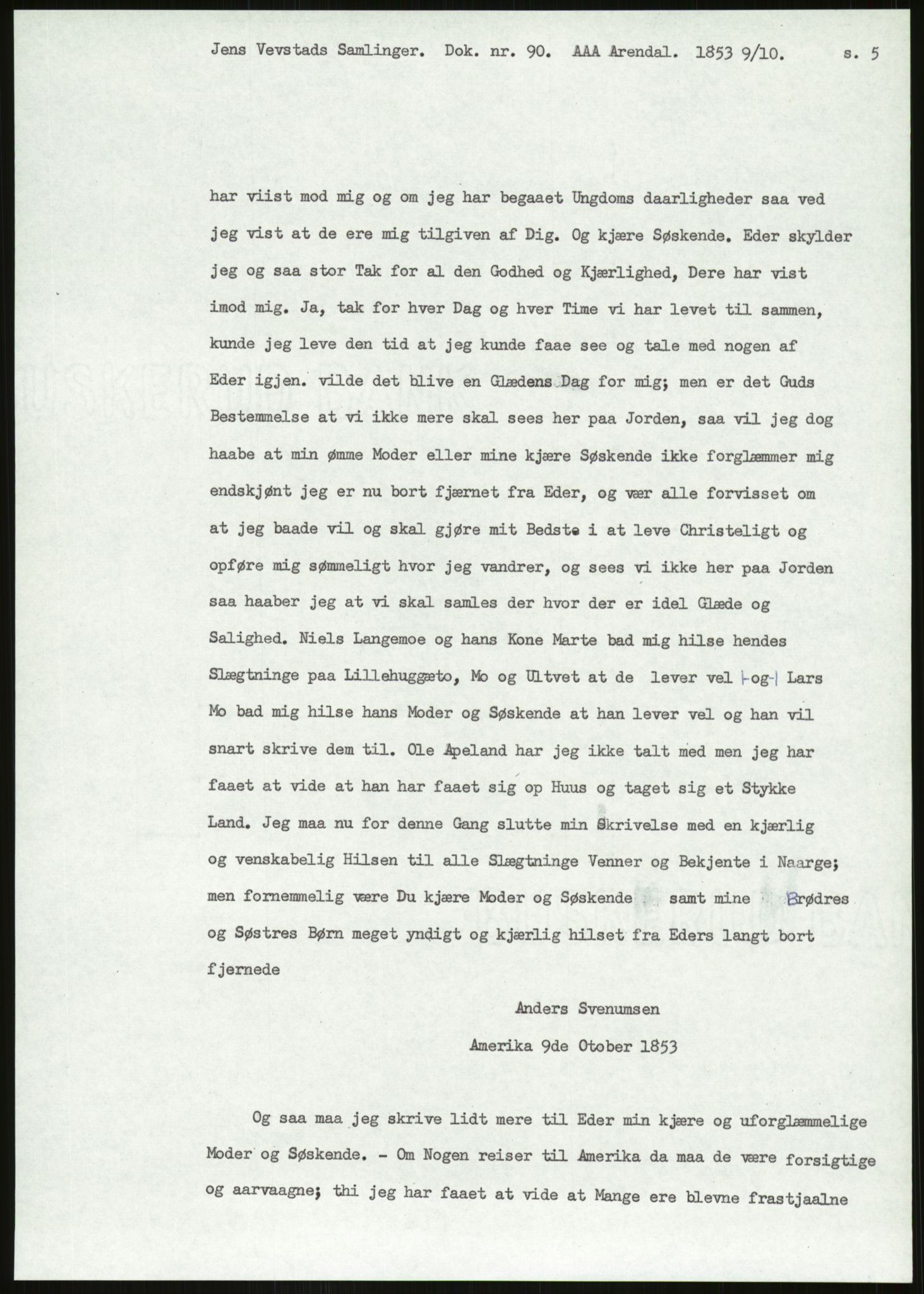 Samlinger til kildeutgivelse, Amerikabrevene, AV/RA-EA-4057/F/L0026: Innlån fra Aust-Agder: Aust-Agder-Arkivet - Erickson, 1838-1914, p. 845