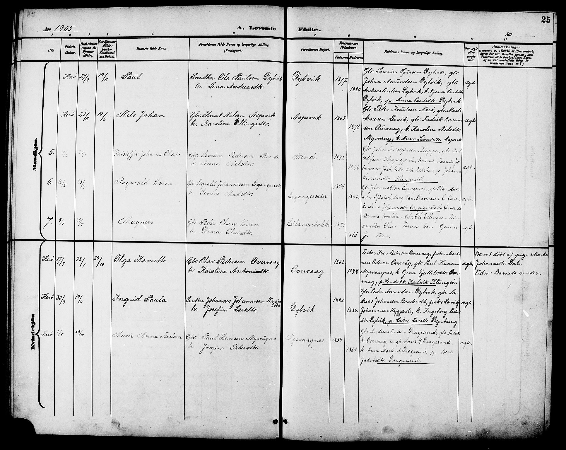 Ministerialprotokoller, klokkerbøker og fødselsregistre - Møre og Romsdal, AV/SAT-A-1454/508/L0098: Parish register (copy) no. 508C02, 1898-1916, p. 25