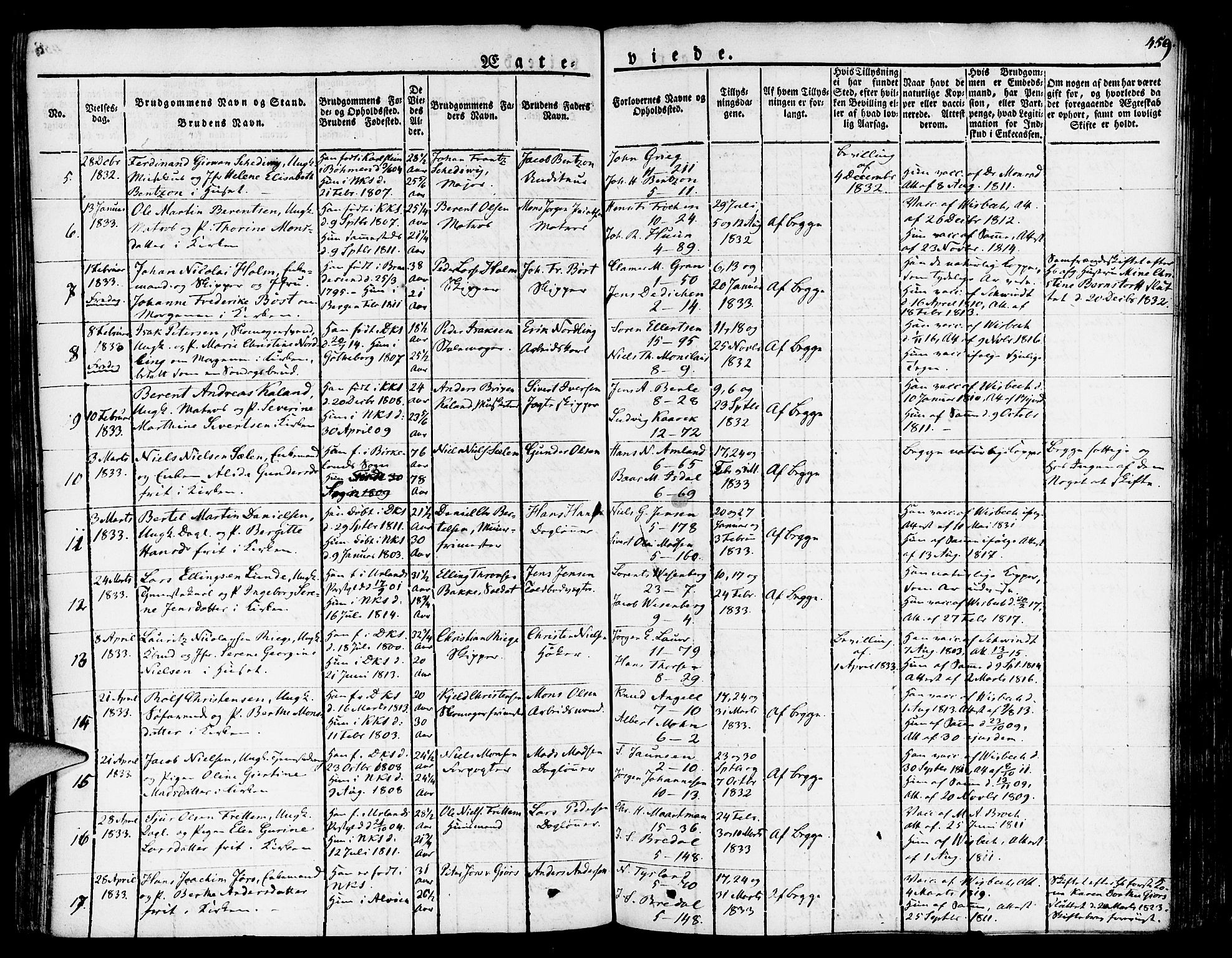 Nykirken Sokneprestembete, SAB/A-77101/H/Haa/L0012: Parish register (official) no. A 12, 1821-1844, p. 459