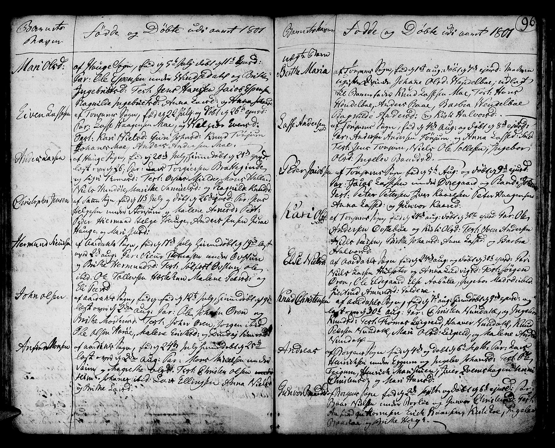 Lærdal sokneprestembete, AV/SAB-A-81201: Parish register (official) no. A 3, 1783-1804, p. 96