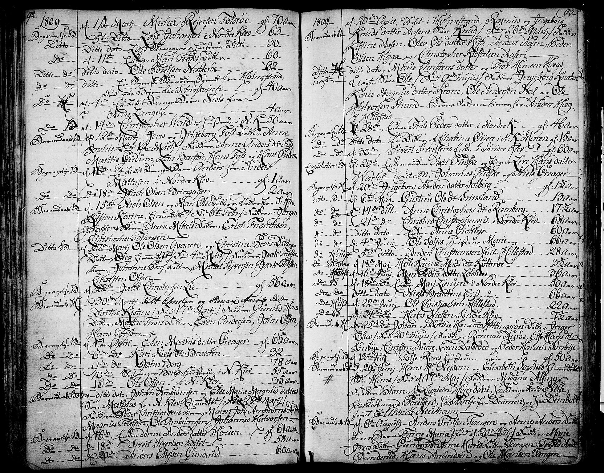 Botne kirkebøker, SAKO/A-340/F/Fa/L0003: Parish register (official) no. I 3 /1, 1792-1844, p. 92-93