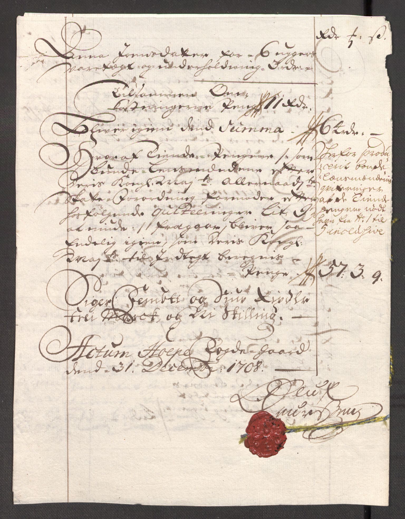 Rentekammeret inntil 1814, Reviderte regnskaper, Fogderegnskap, AV/RA-EA-4092/R48/L2985: Fogderegnskap Sunnhordland og Hardanger, 1708, p. 34