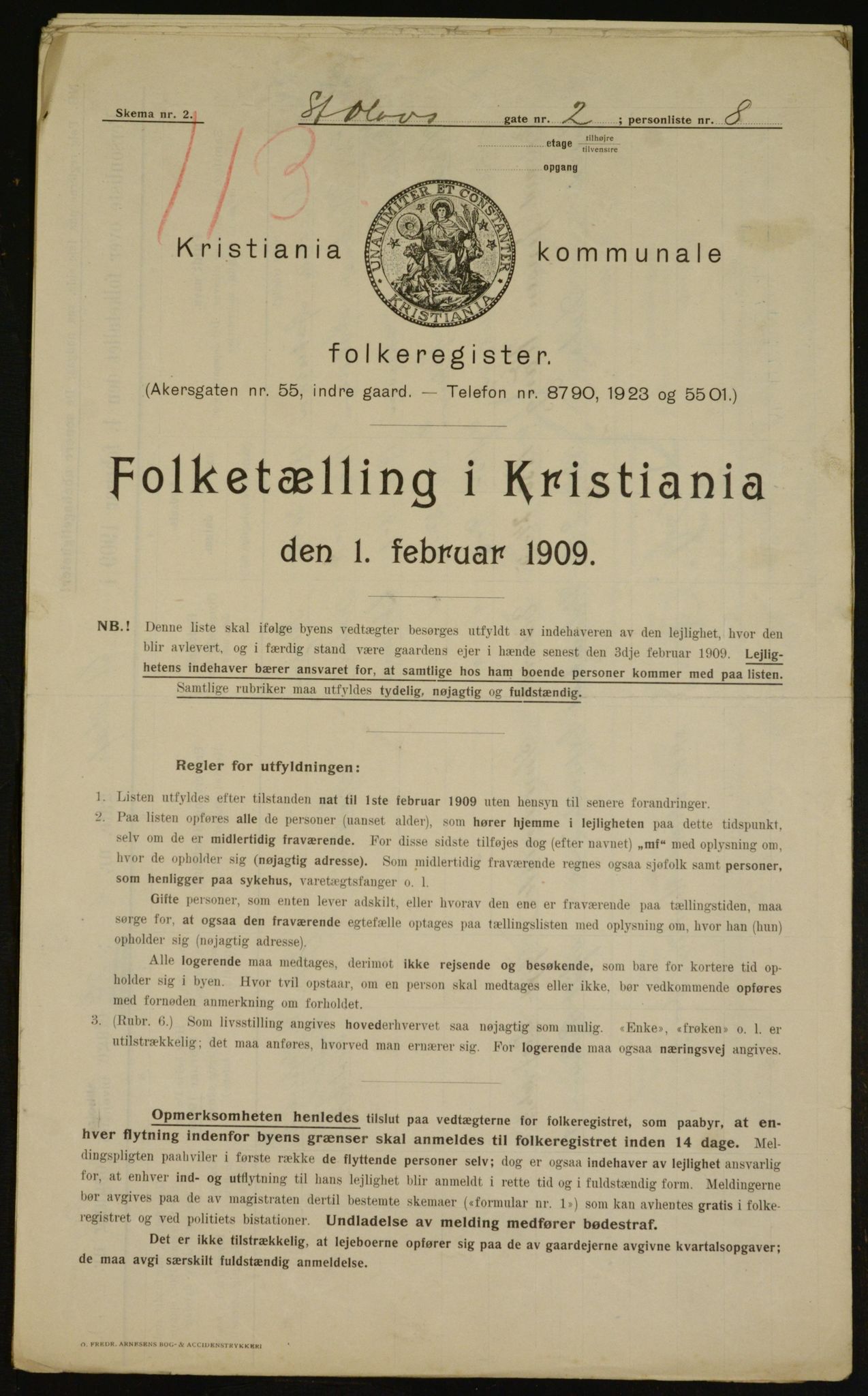 OBA, Municipal Census 1909 for Kristiania, 1909, p. 79919