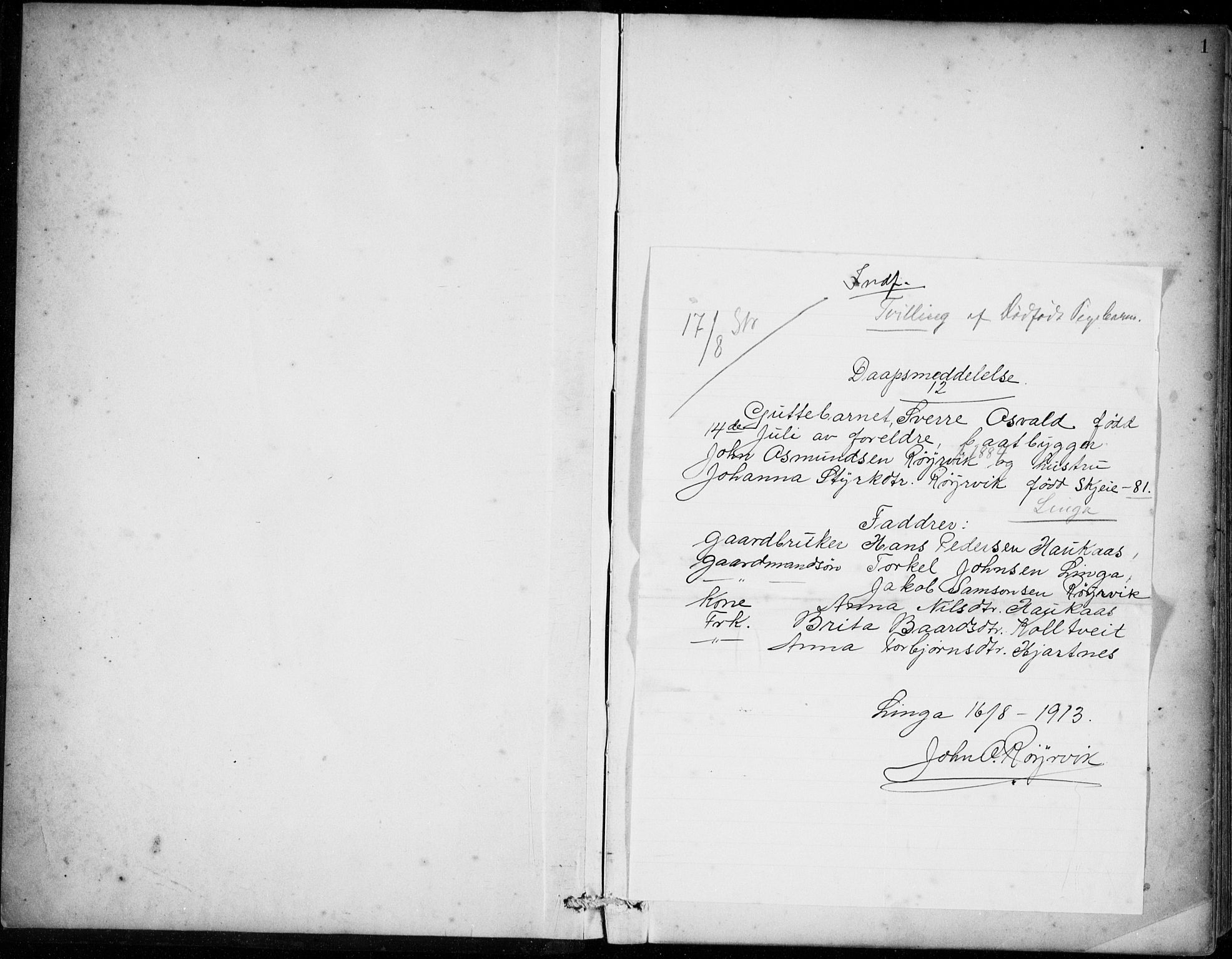 Strandebarm sokneprestembete, SAB/A-78401/H/Hab: Parish register (copy) no. B  1, 1891-1914, p. 1