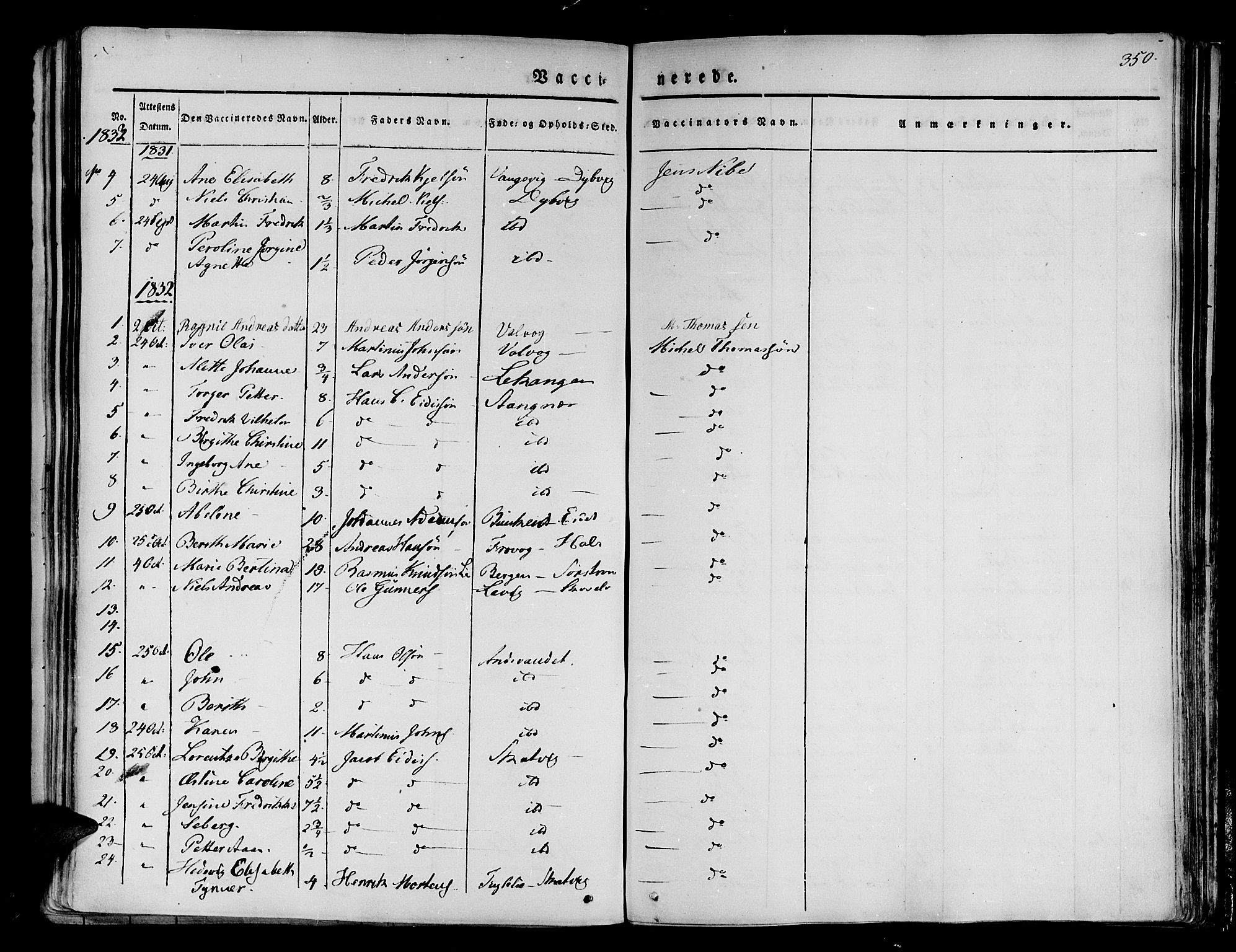 Tranøy sokneprestkontor, SATØ/S-1313/I/Ia/Iaa/L0005kirke: Parish register (official) no. 5, 1829-1844, p. 350