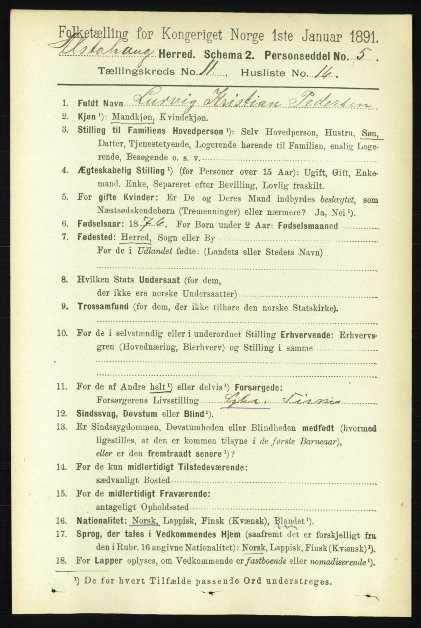 RA, 1891 census for 1820 Alstahaug, 1891, p. 3965