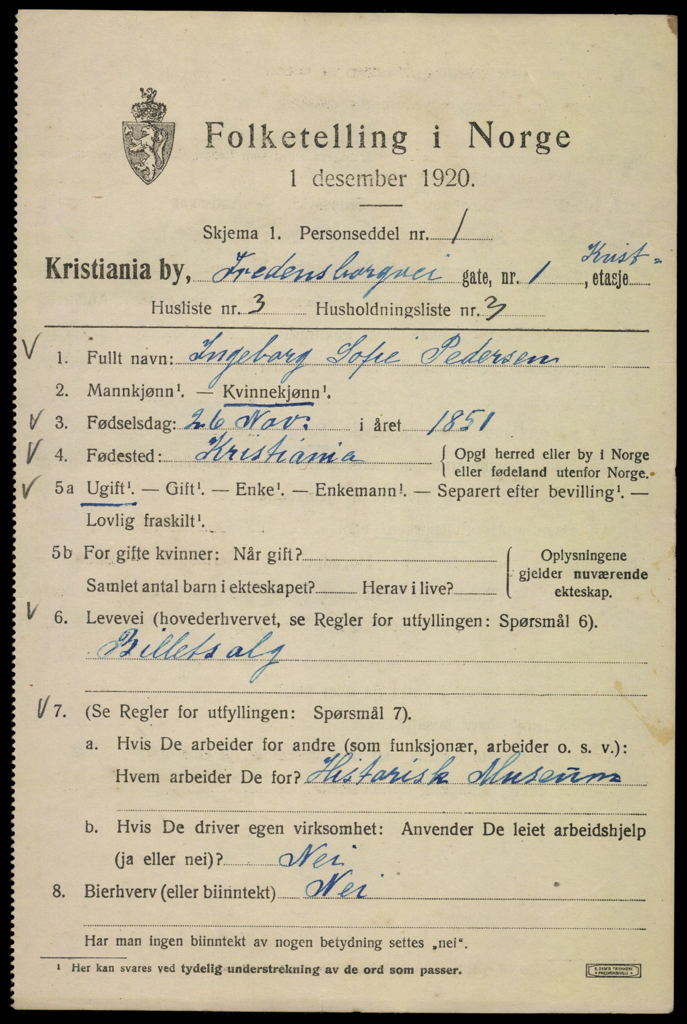 SAO, 1920 census for Kristiania, 1920, p. 233489