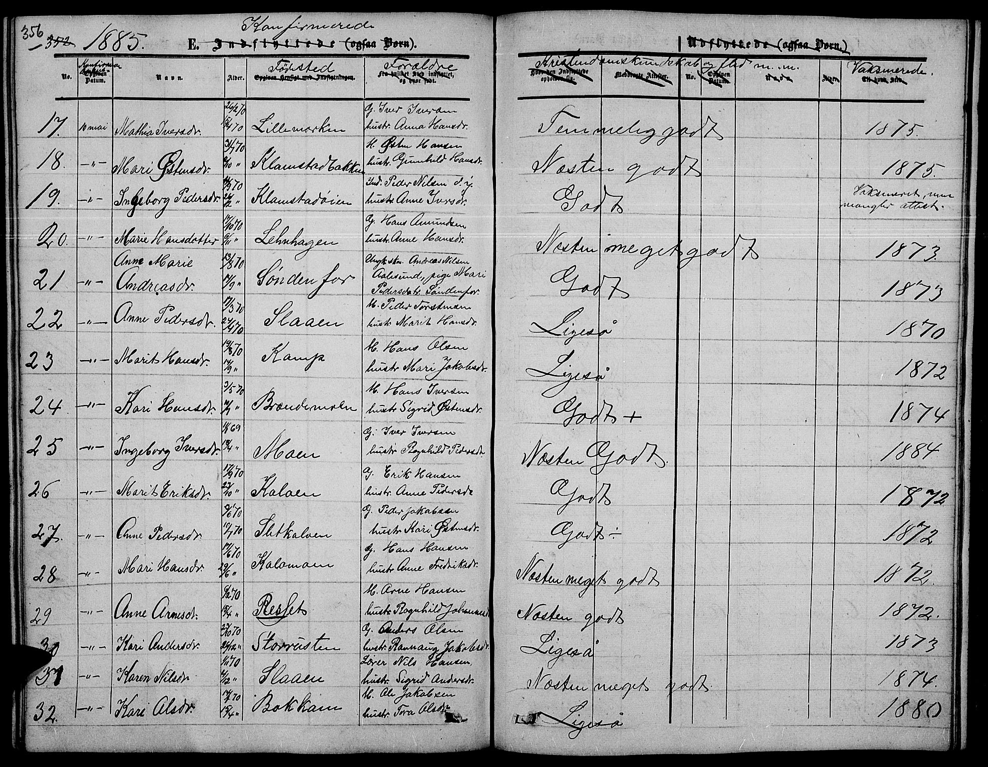 Nord-Fron prestekontor, SAH/PREST-080/H/Ha/Hab/L0003: Parish register (copy) no. 3, 1851-1886, p. 356